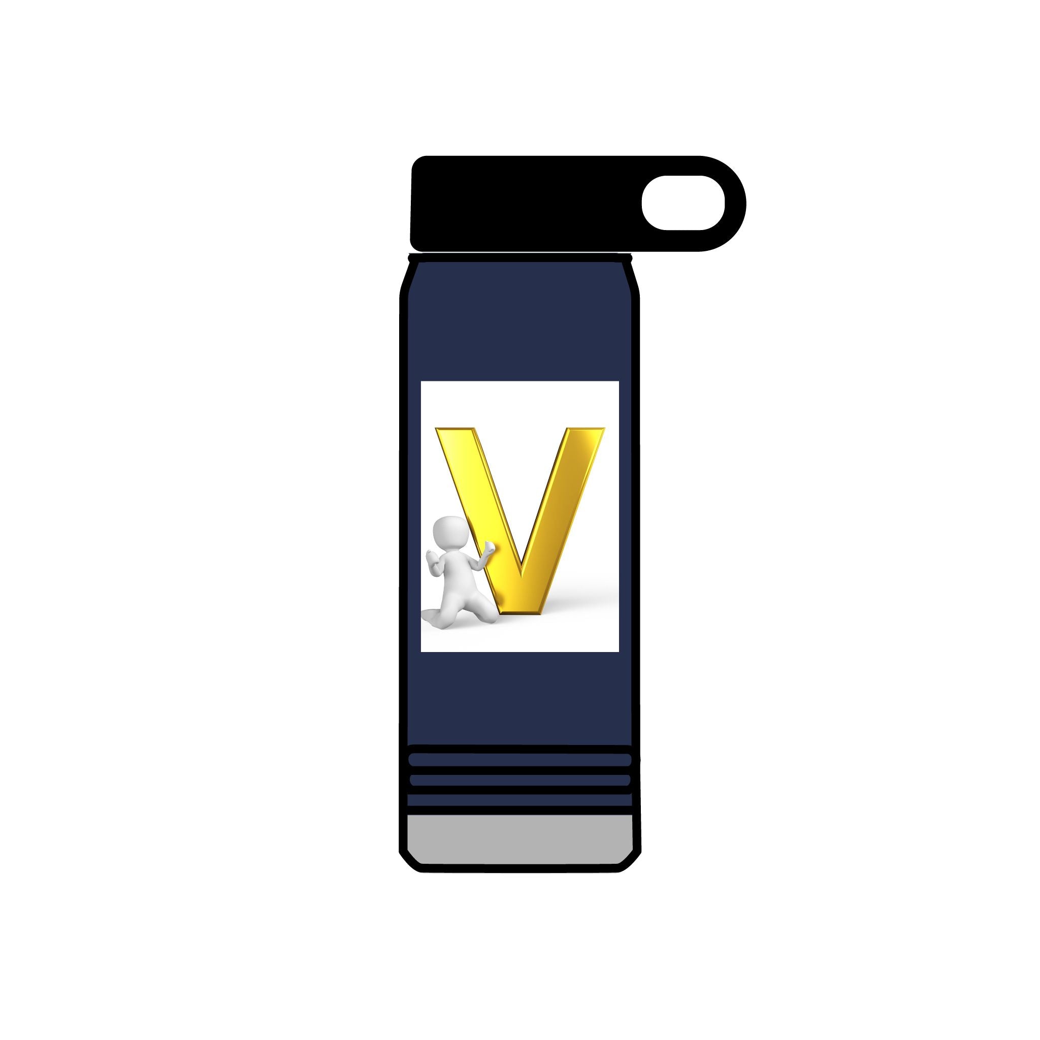 Gold Letter V Monogram Water Bottle | Personalized Initial 20oz