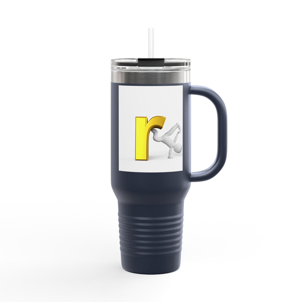 Yellow Letter R Character Travel Mug | 40oz Insulated Tumbler
