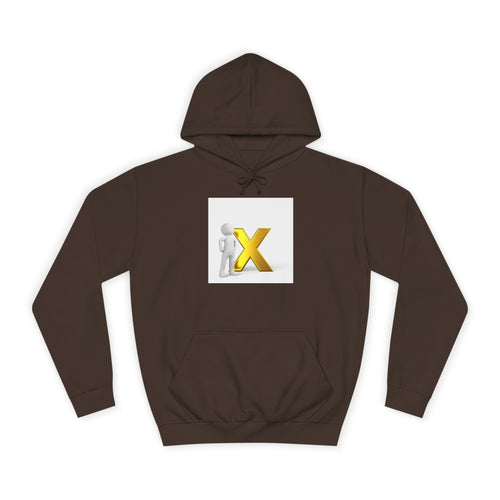 Sweat à capuche 3D Figure penchée sur un X doré | Pull initial lettre X