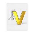 Gold Letter V with Playful Figure Toddler Blanket | Monogram Initial V