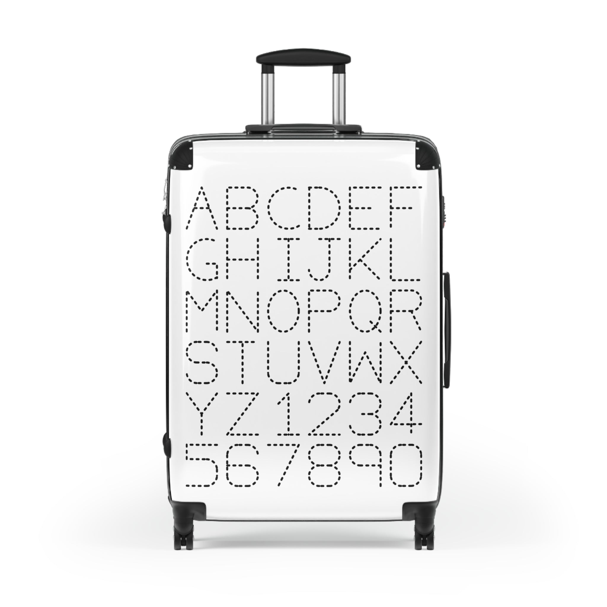 Valise Chiffres et Alphabet | Bagage Quadrillé Lettres Monochromes