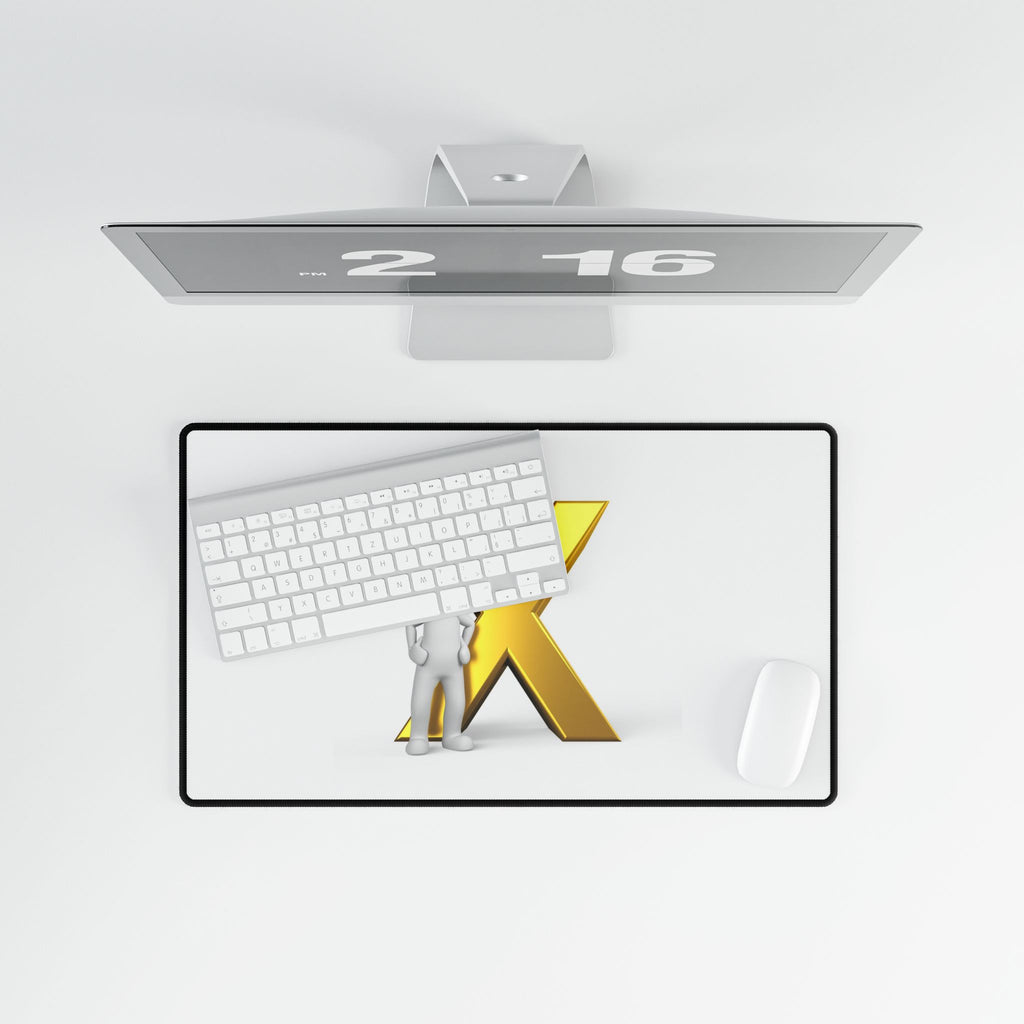 Gold Letter X figure Desk Mat | Minimalist Keyboard Mouse Pad