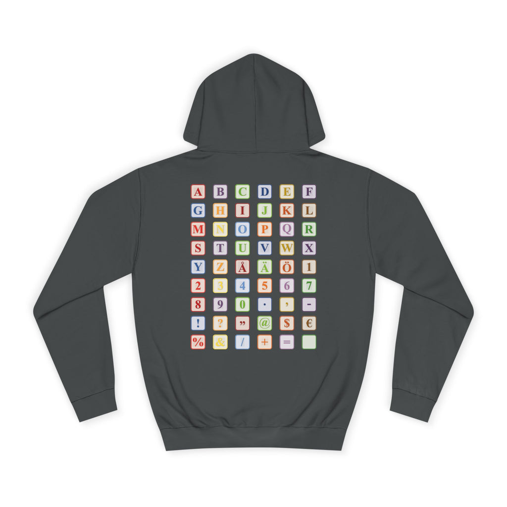 Alphabet Blocks Hoodie | Colorful Letter Grid, Back & Front Print