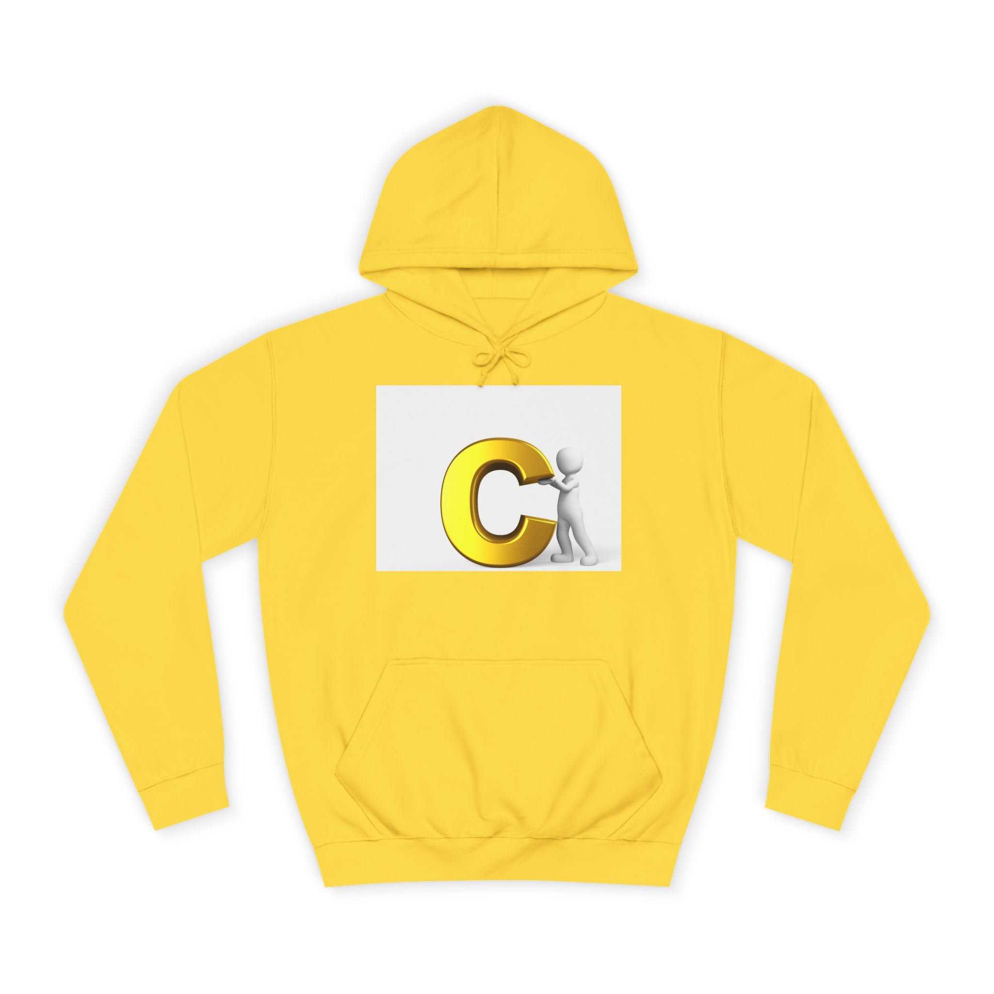 Sweat à capuche jaune 3D lettre C avec personnage | Sweat-shirt monogramme initial
