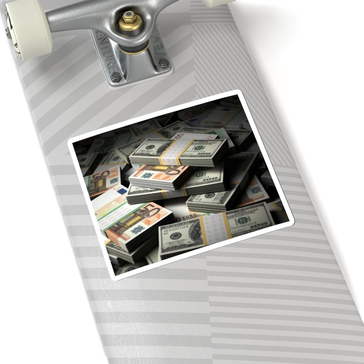 Stacks of Cash Sticker | Money Pile Kiss-Cut Sticker, Dollar Euro Banknote Design