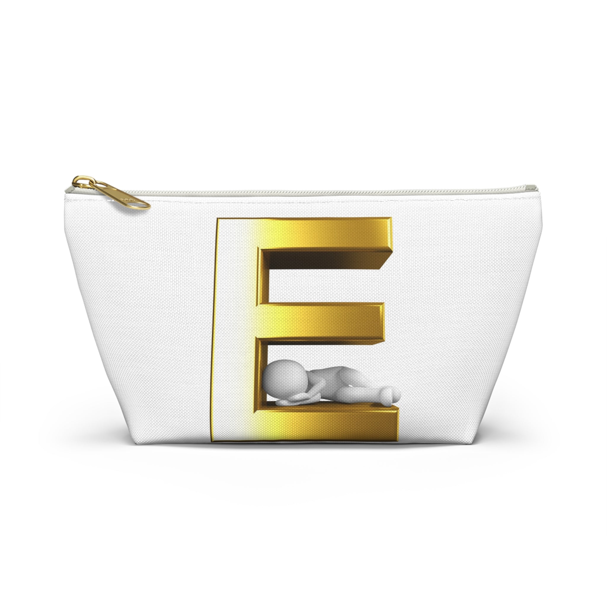 Golden Letter E with Sleeping Baby Accessory Pouch