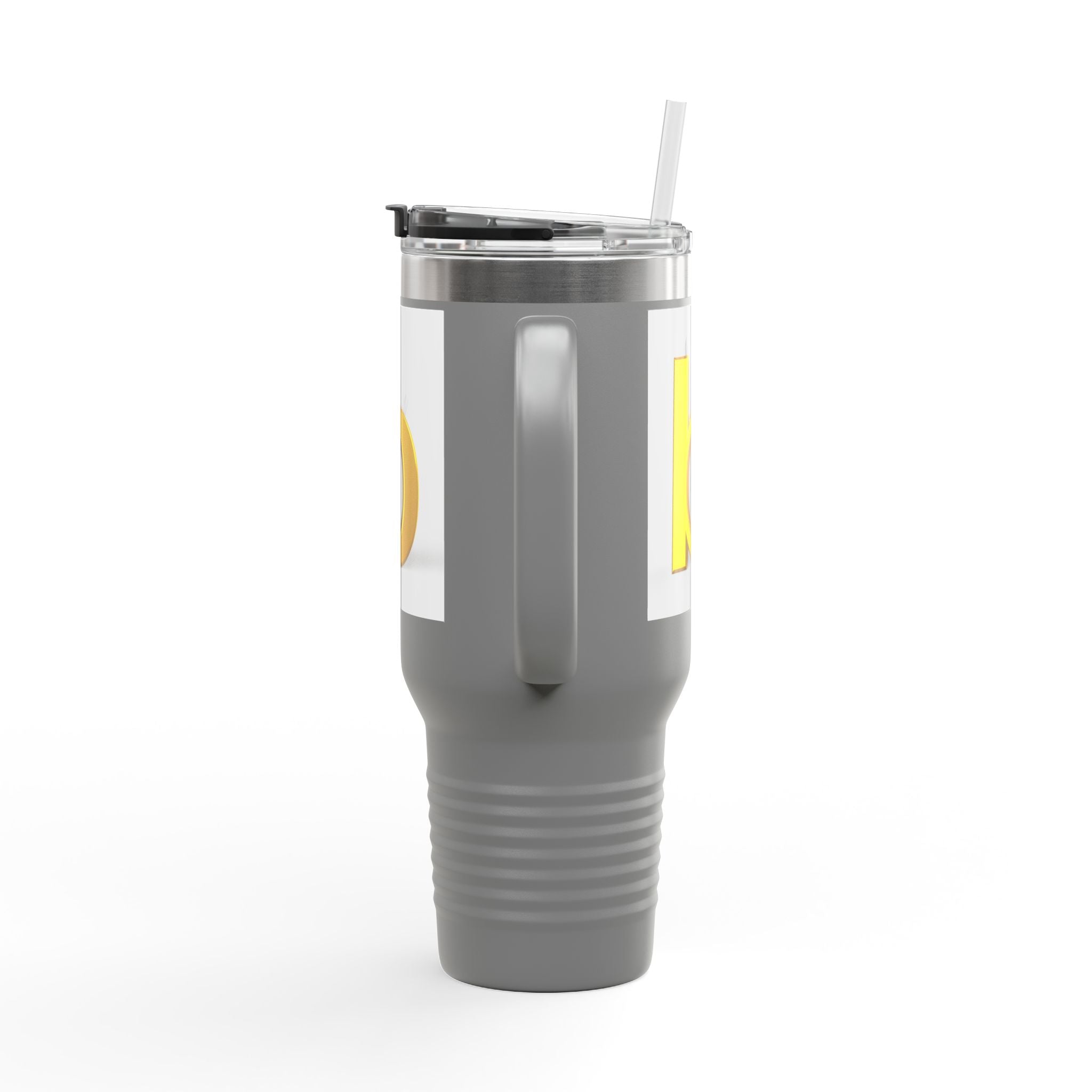 Gold 3D Letter B Travel Mug | 40oz Insulated Tumbler with Handle