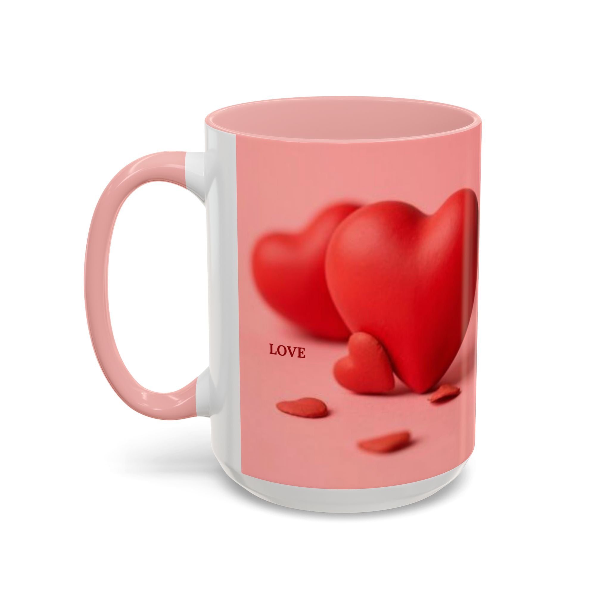 Red Heart Love Design Accent Coffee Mug | Valentine Heart Ceramic Mug