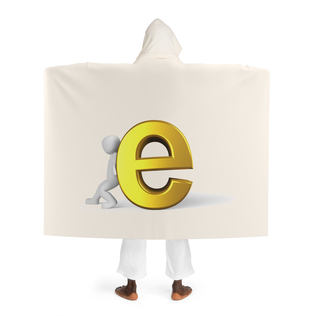 Cozy Hooded Sherpa Fleece Blanket | Gold Letter E With Figure
