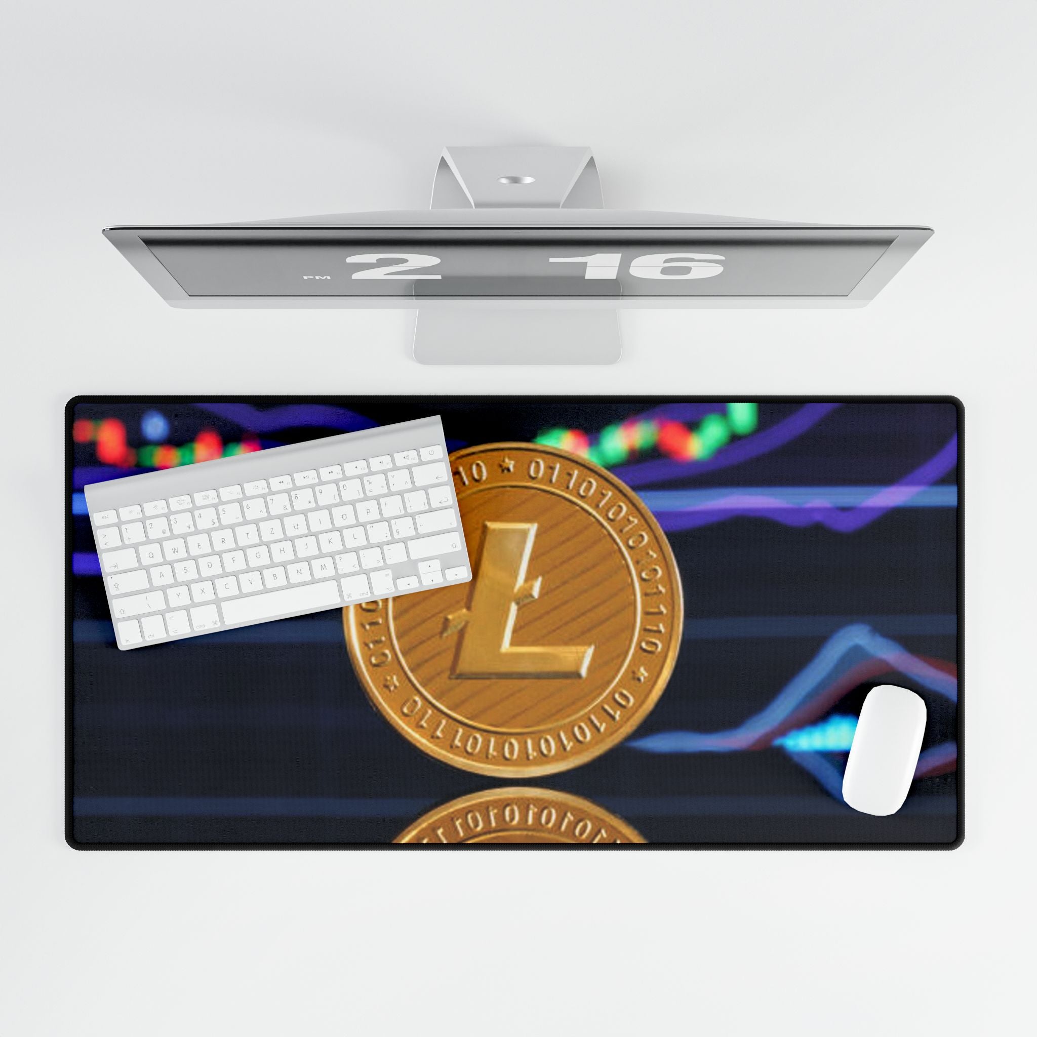 Litecoin coin with crypto chart Desk Mat | Cryptocurrency gaming deskpad