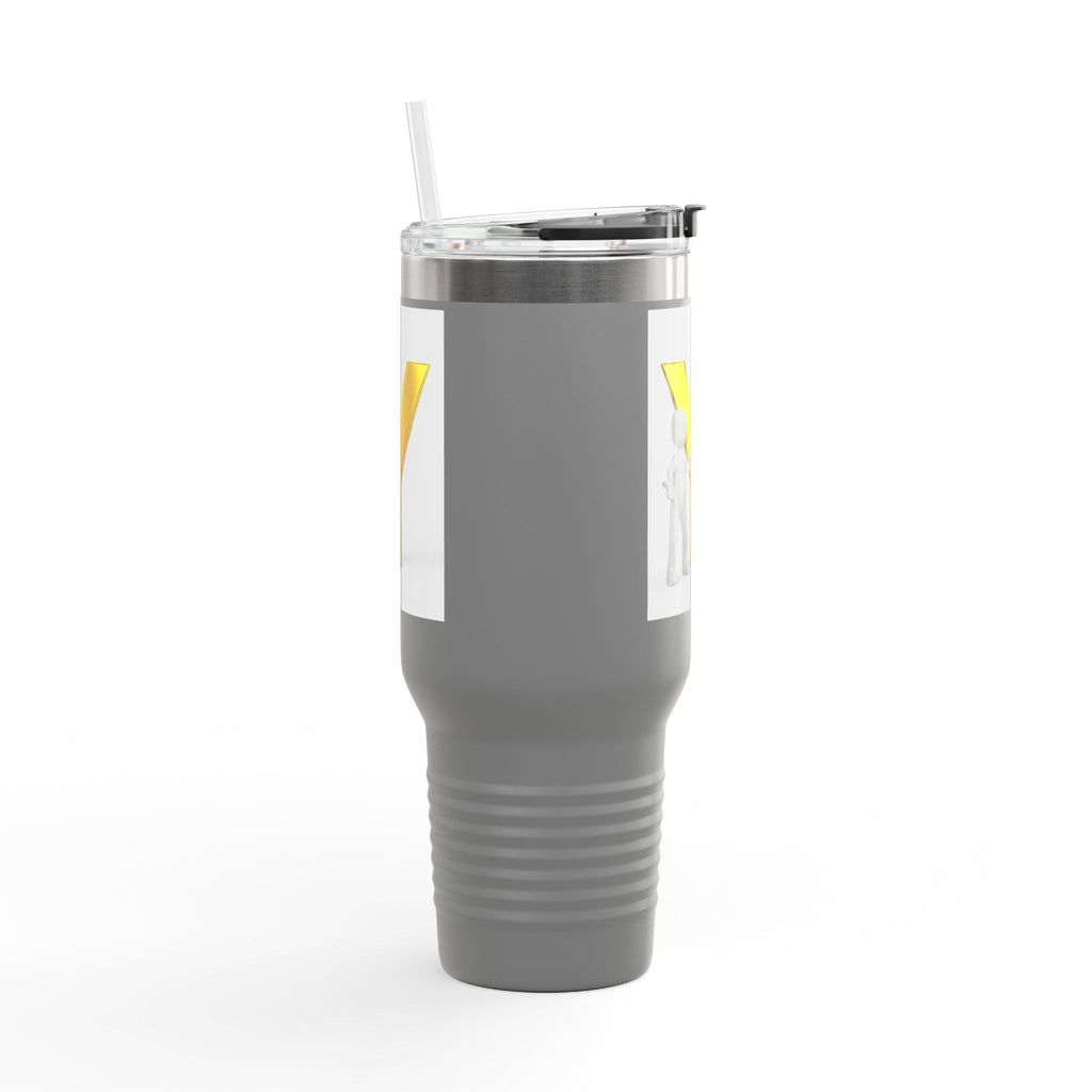 Yellow 3D Letter Y with Figure Travel Mug