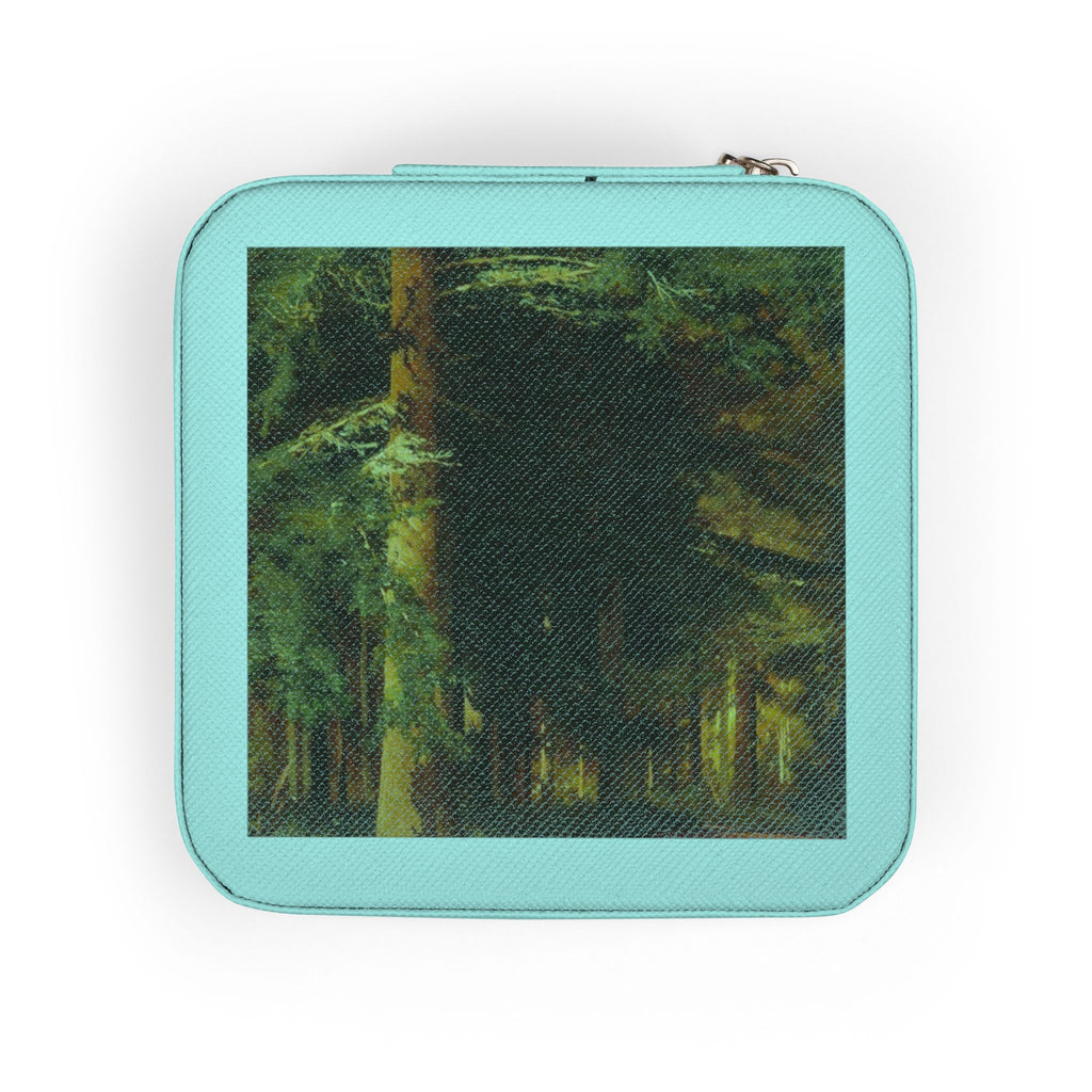 Forest Oil Painting Jewelry Travel Case | Compact Square Jewelry Box