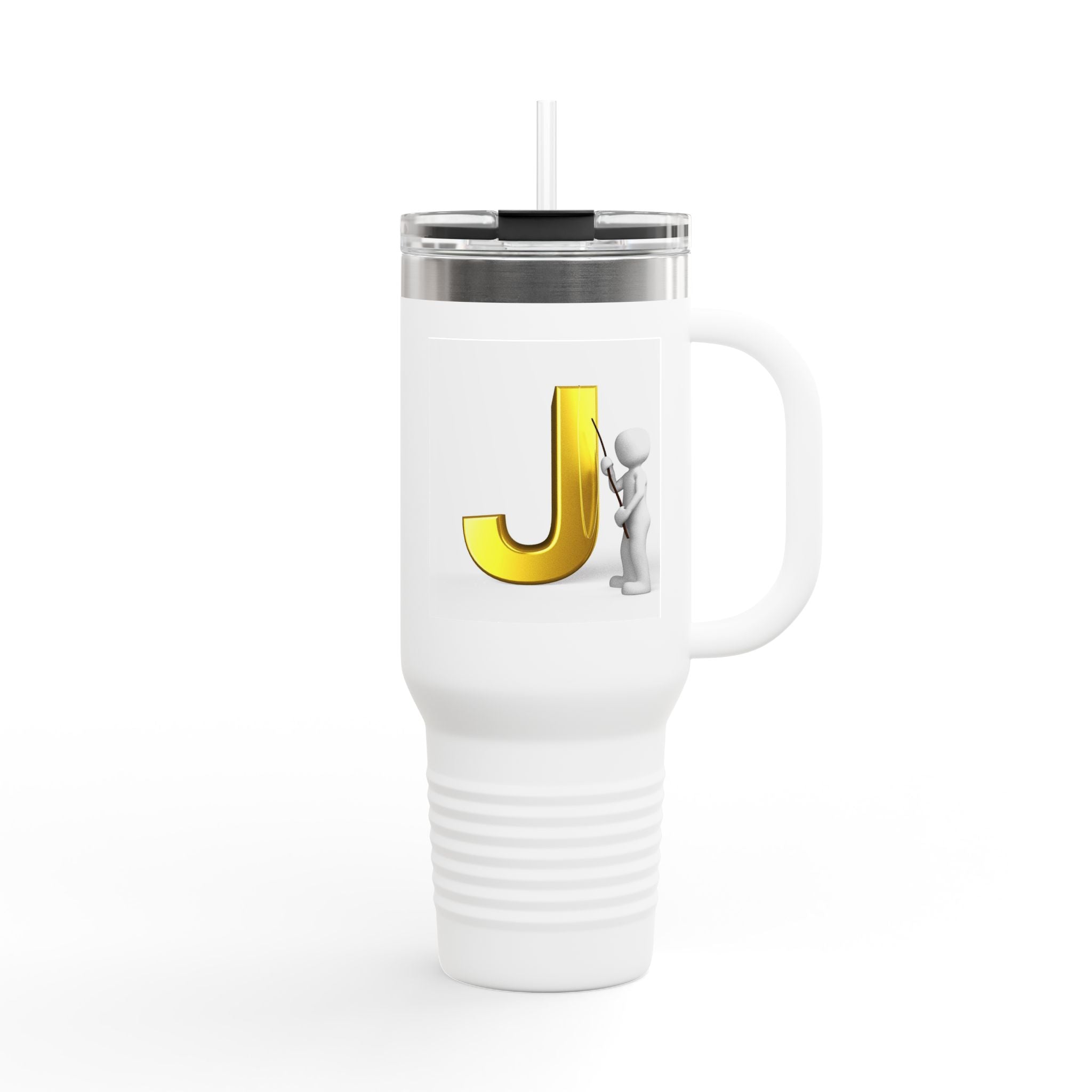 Gold Letter J Initial Travel Mug | 40oz Insulated Tumbler