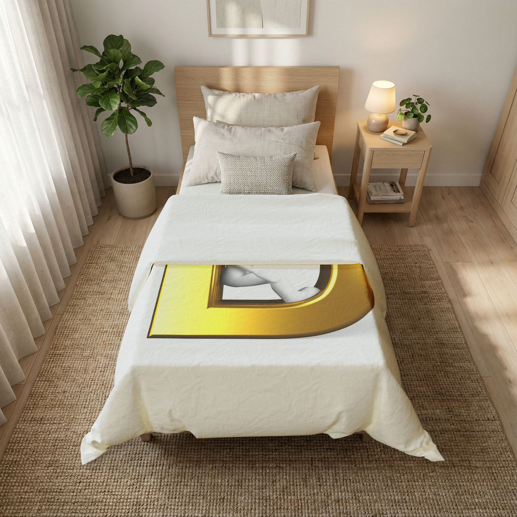 Gold Letter D Monogram Duvet | Initial Bedding, Personalized Alphabet Cover