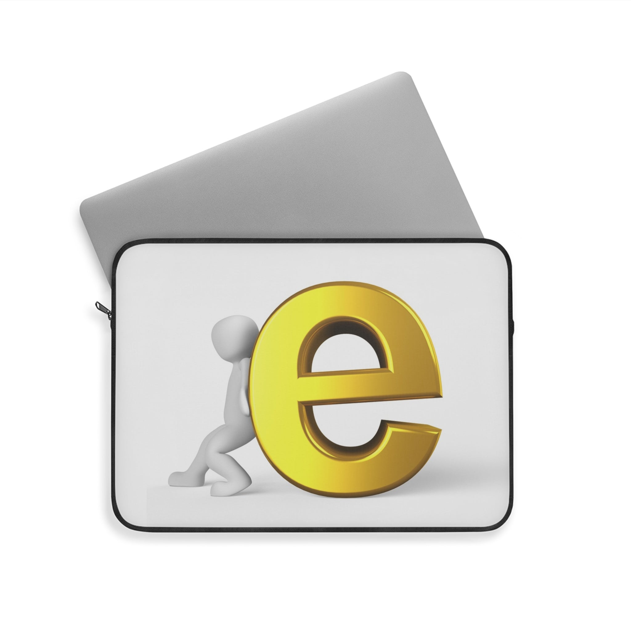 Golden Letter E Laptop Sleeve | Alphabet Monogram, Minimalist Typographic Design