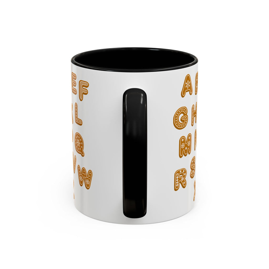 Lebkuchen-Alphabet-Tasse Akzent-Kaffeetasse | Keksbuchstaben-Muster