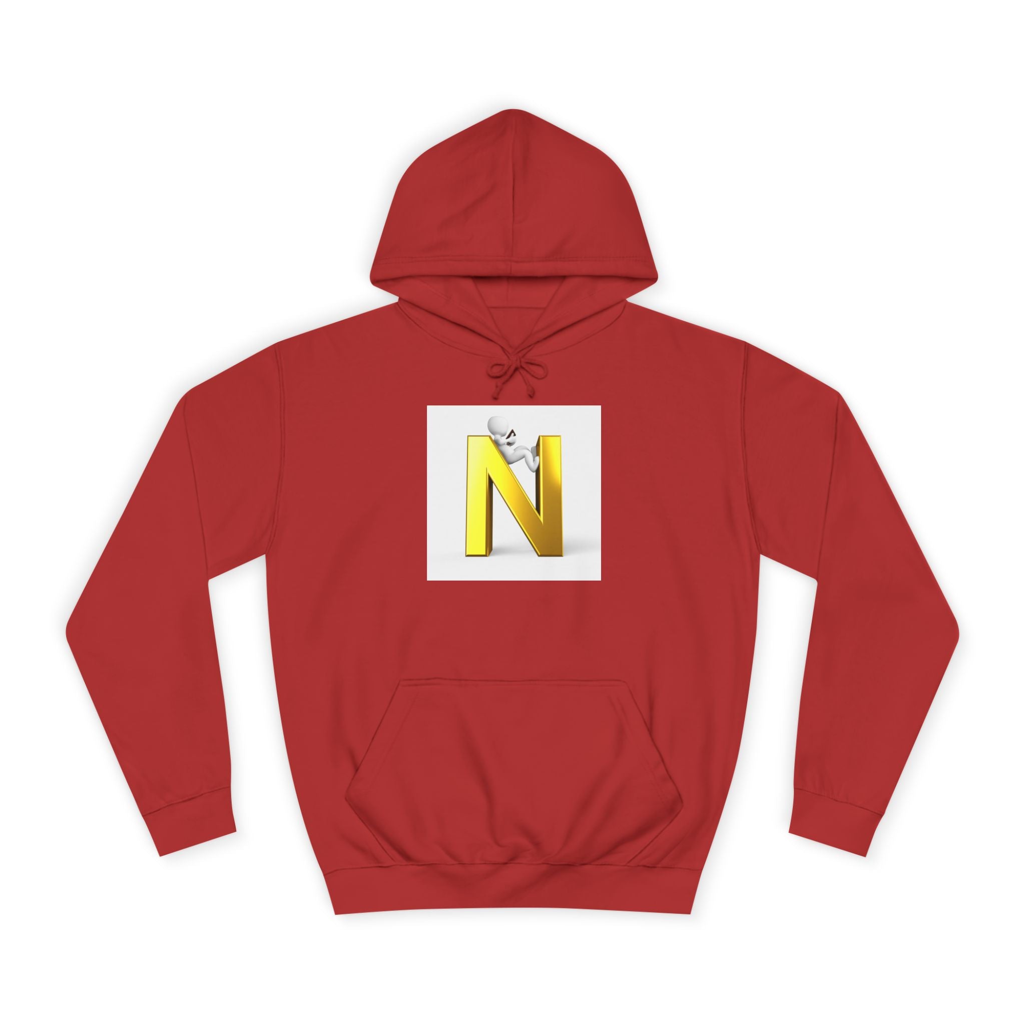 Gold 3D Letter N with Climbing Figure Hoodie | Initial Monogram Pullover
