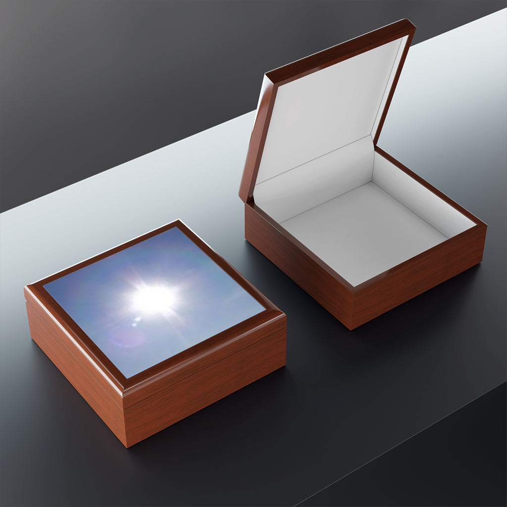 Bright Sun Photo Jewelry Box | Sky Sunburst Trinket Keepsake Box