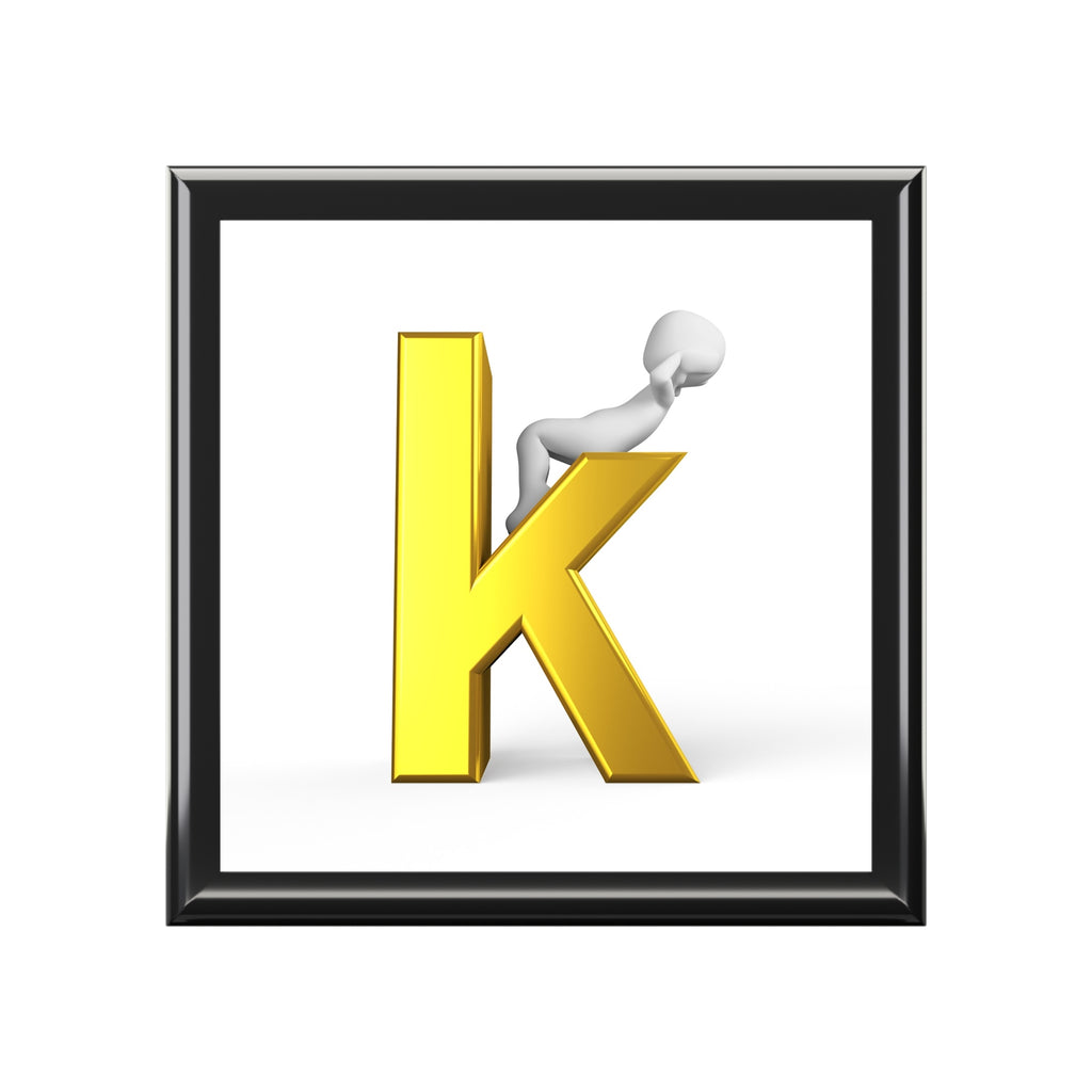 Gold Letter K Monogram Jewelry Box | Personalized Initial Keepsake