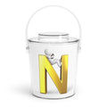 Gold Letter N Ice Bucket with Tongs | Monogram N Beverage Cooler