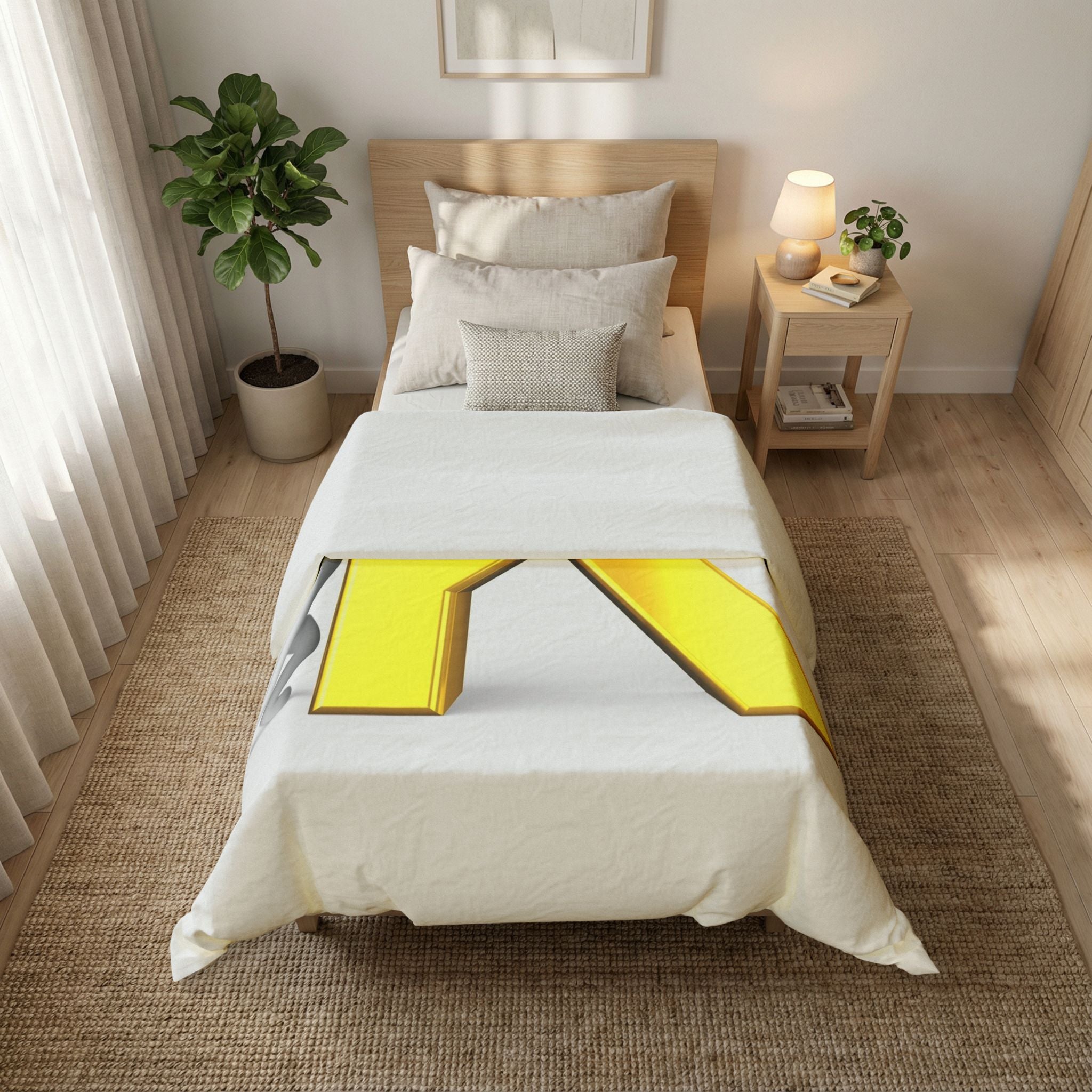 Gold 3D Letter K duvet cover | Alphabet initial bedding