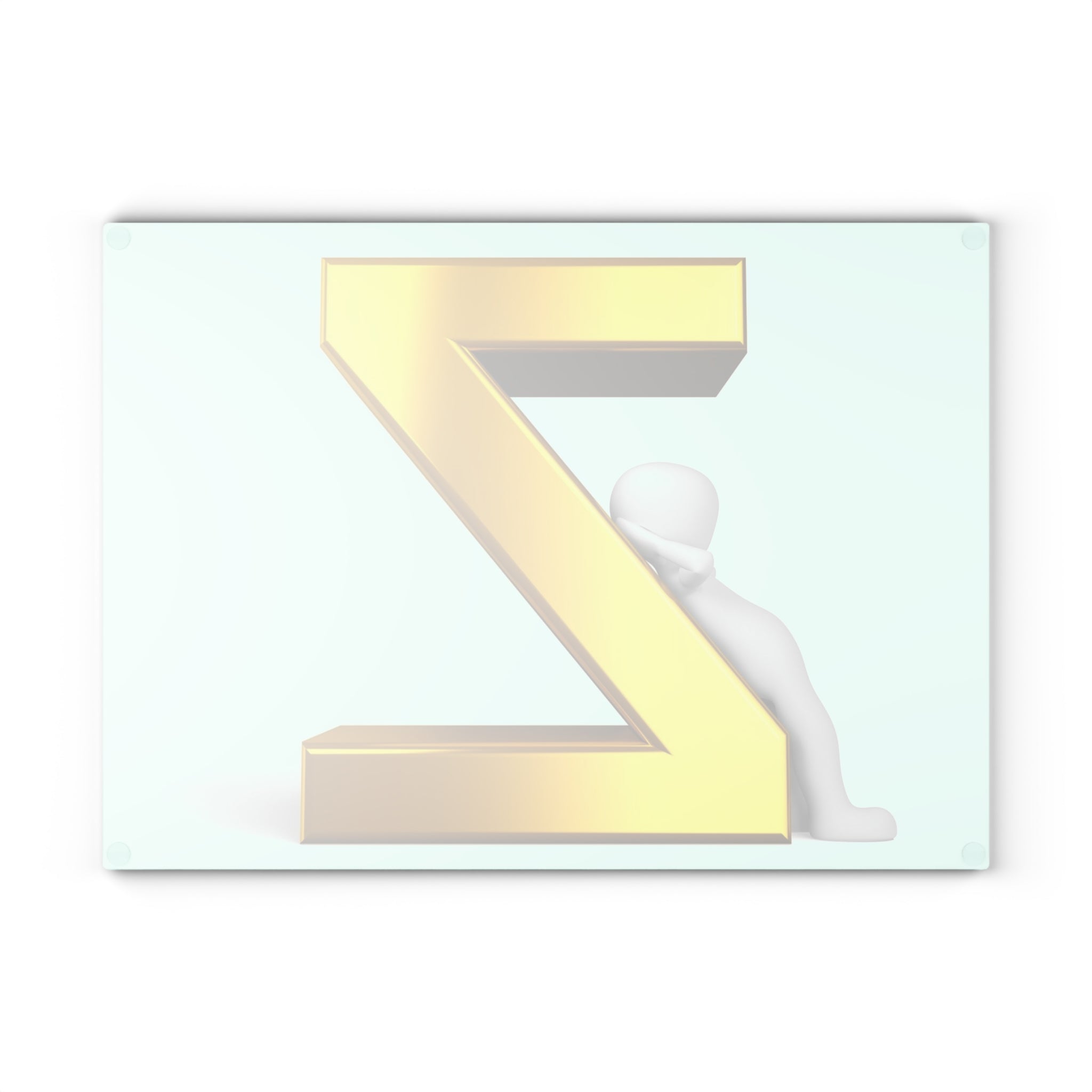 Gold Letter Z with Figure Glass Cutting Board | Monogram Initial Kitchen Decor