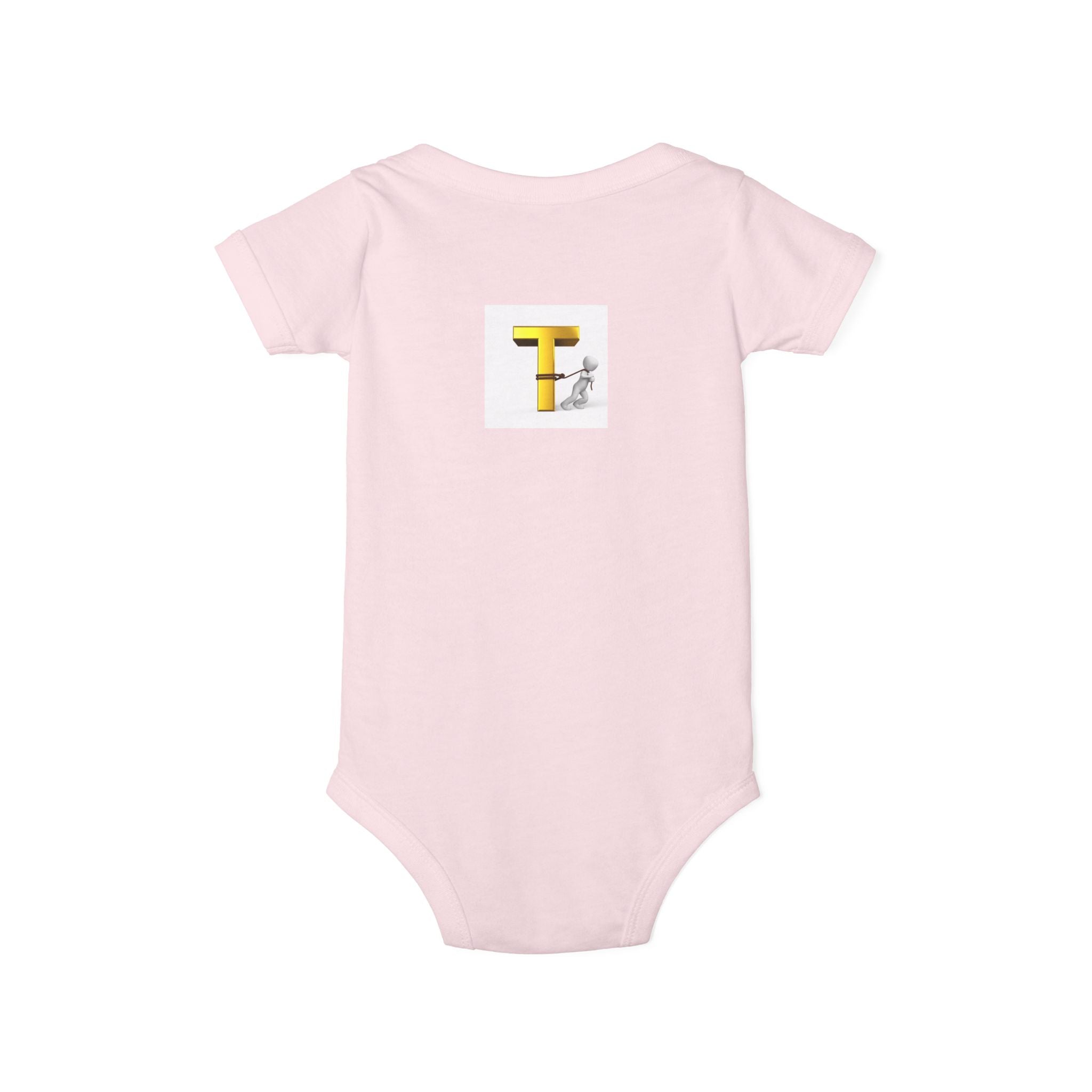 Yellow Letter T with Figure Infant Onesie | Baby Monogram Onesie