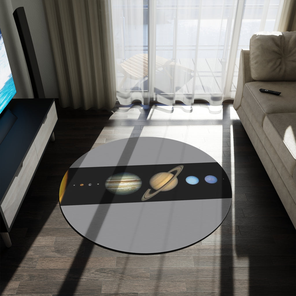Solar System Planets Round Rug | Planetary Space Nursery Decor