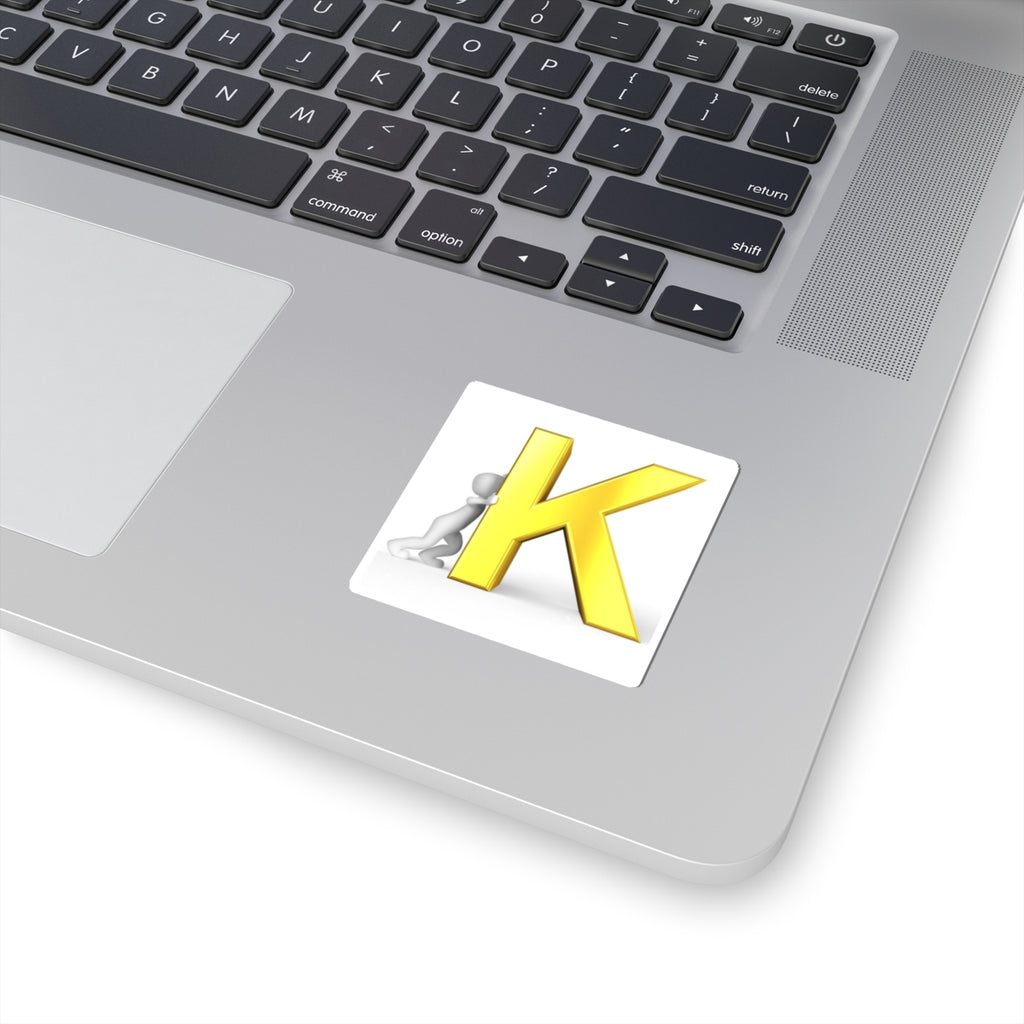Yellow 3D Letter K Sticker | Kiss-Cut Letter K Decal