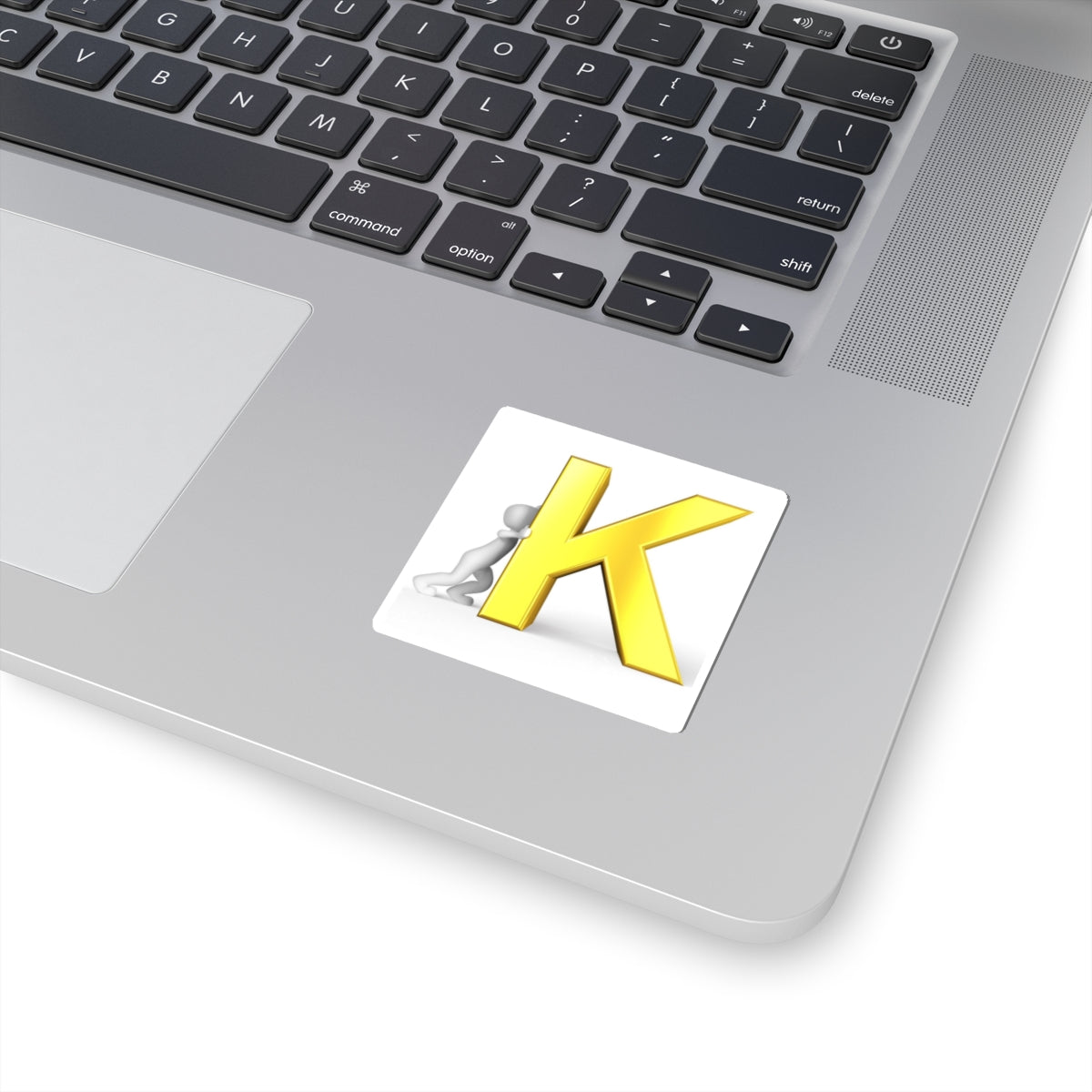 Yellow 3D Letter K Sticker | Kiss-Cut Letter K Decal