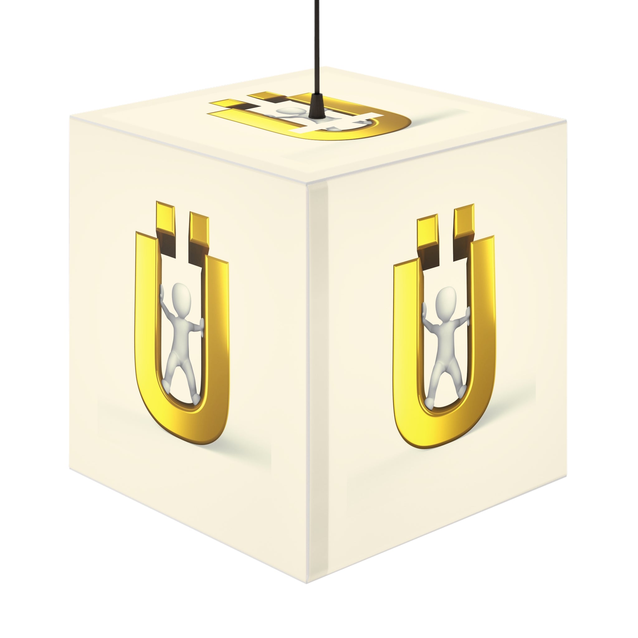 Lampe cube lumineux en forme de lettre Ü dorée avec figurine | Veilleuse de chambre d'enfant