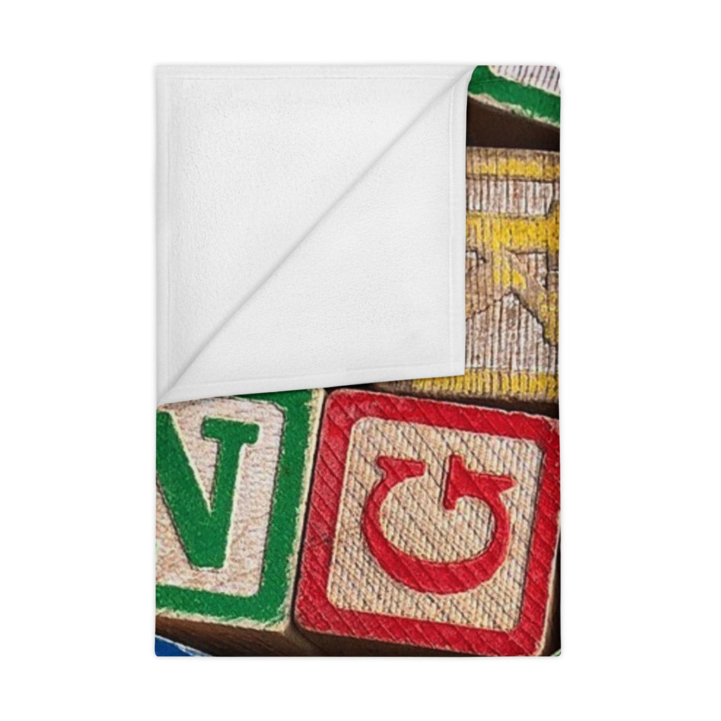 Alphabet Block Pattern Toddler Blanket | Kids ABC Nursery Throw