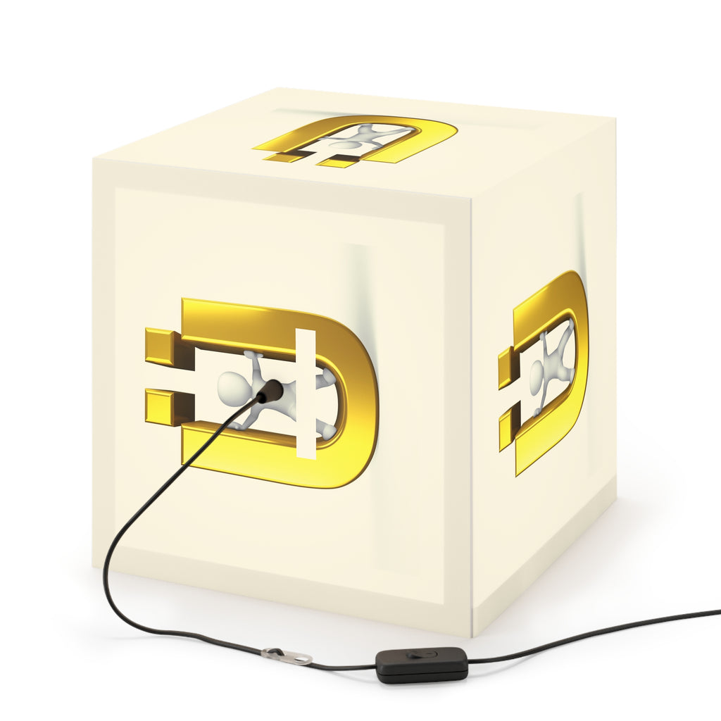 Gold Letter Ü with Figure Light Cube Lamp | Kids Room Nightlight