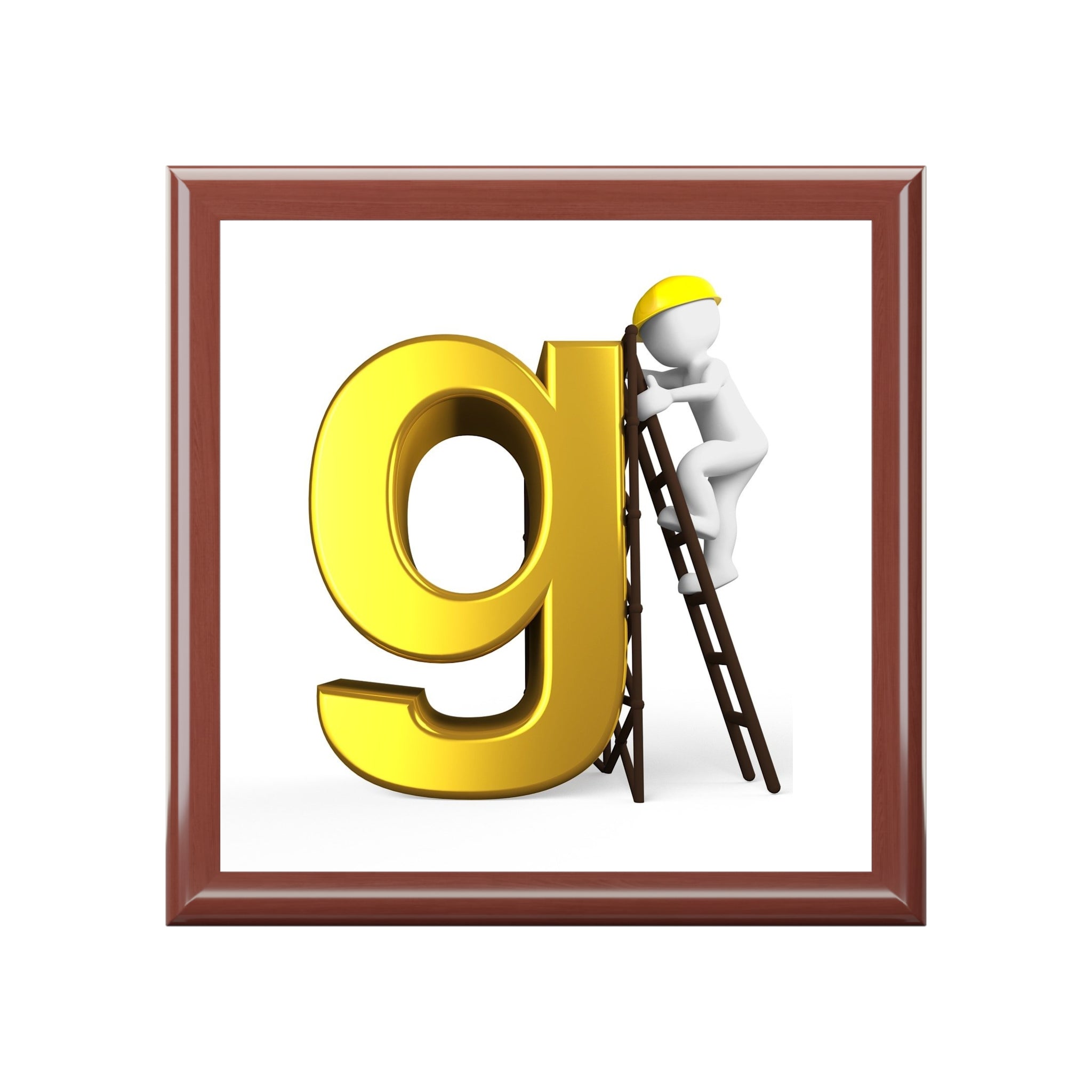 Golden Lowercase g Illustration Jewelry Box | Letter G Keepsake