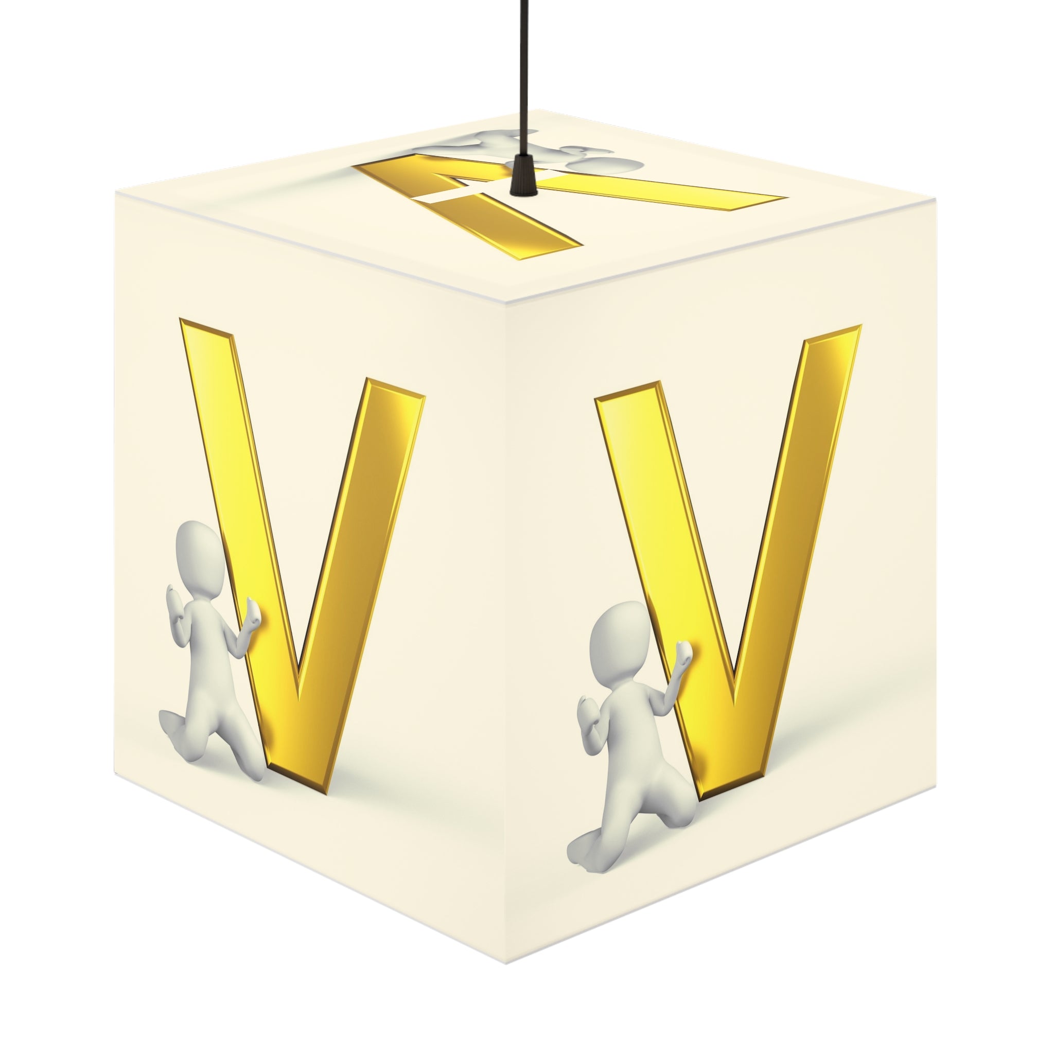 Light Cube Lamp | Gold Letter V
