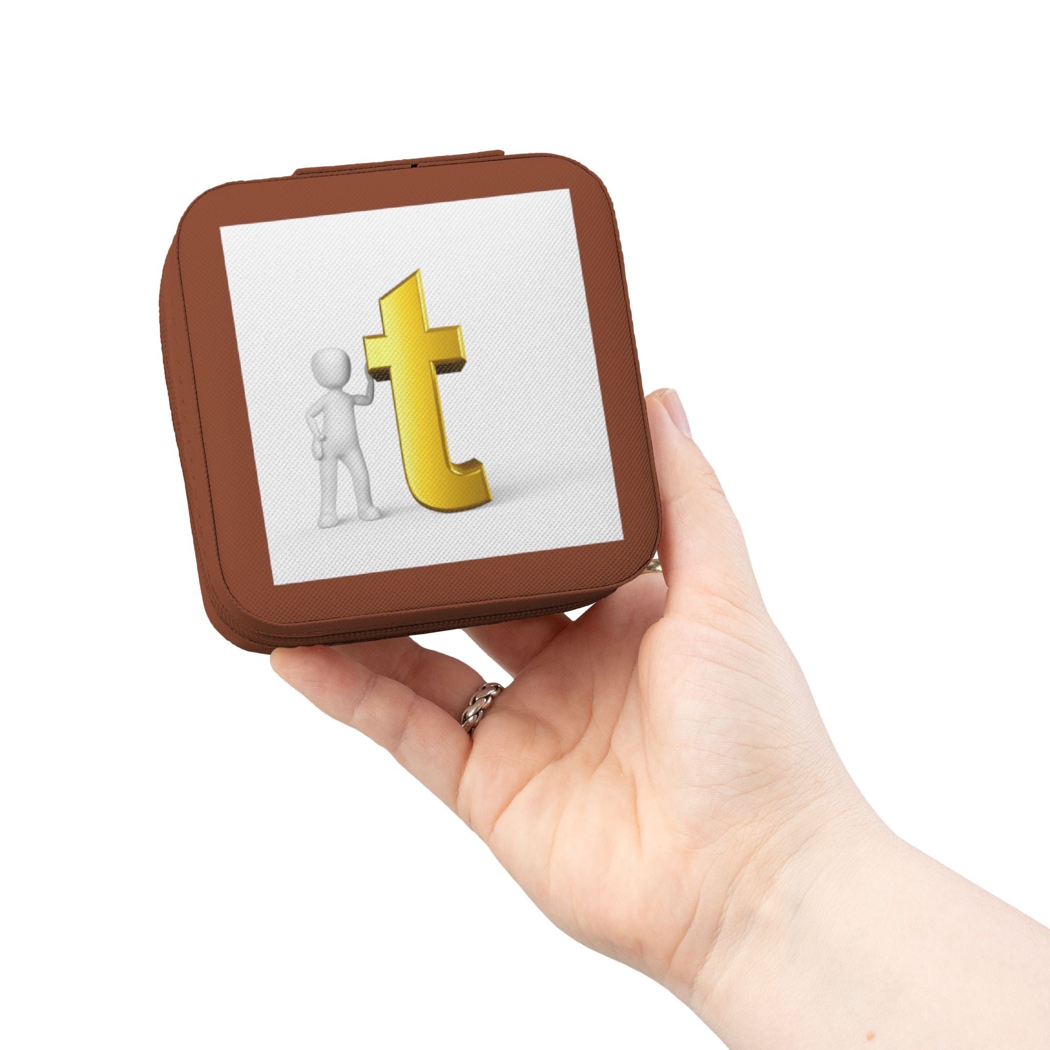 Minimalist Gold Letter T Jewelry Travel Case | Compact Portable Organizer