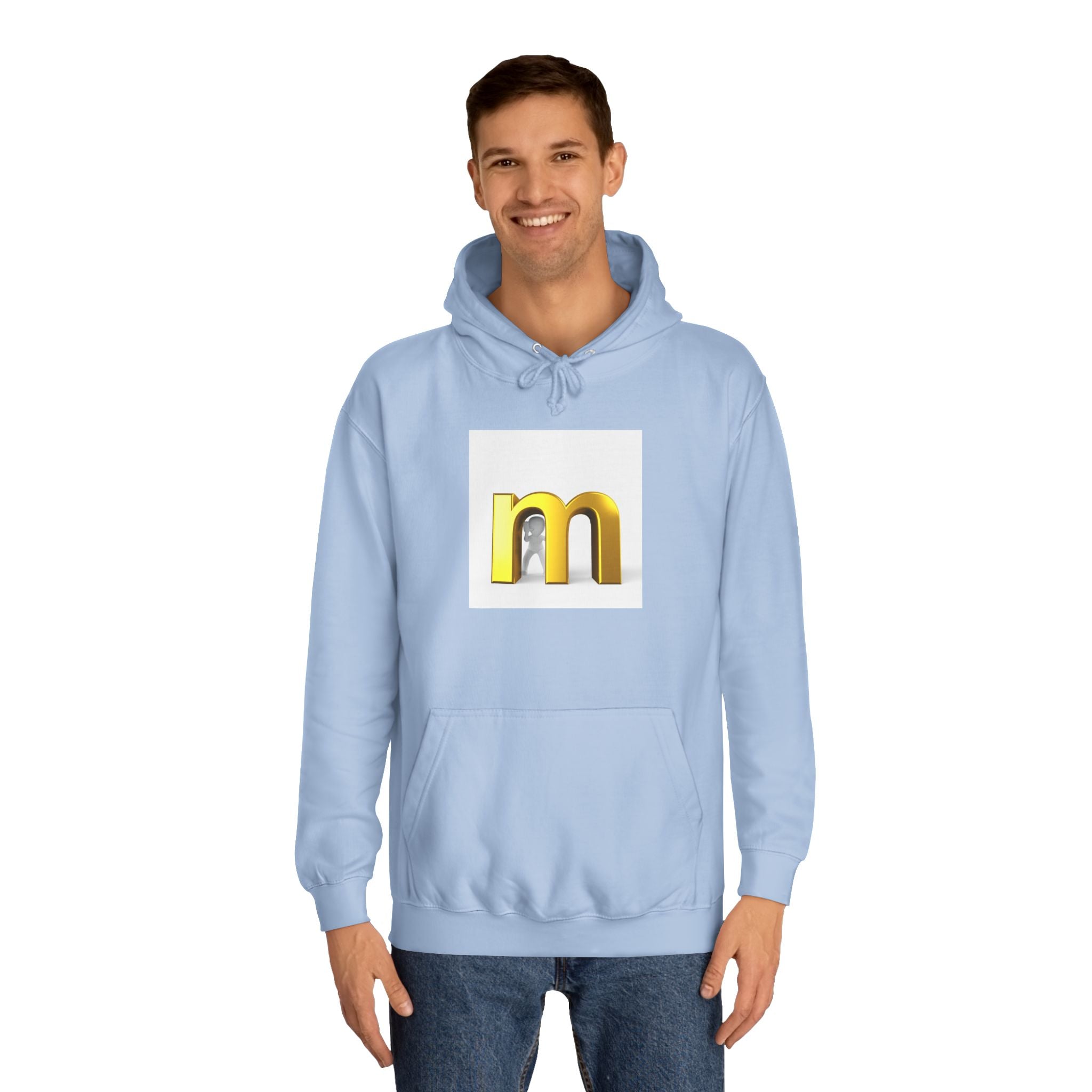 Gold 3D Letter M Hoodie | Minimal Initial Logo