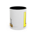 3D Person Sitting on Gold Letter L Mug | Accent Coffee Mug 11oz 15oz