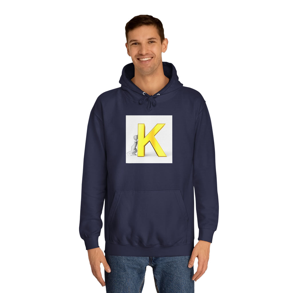 Yellow 3D Letter K hoodie | Initial Monogram, Alphabet Graphic