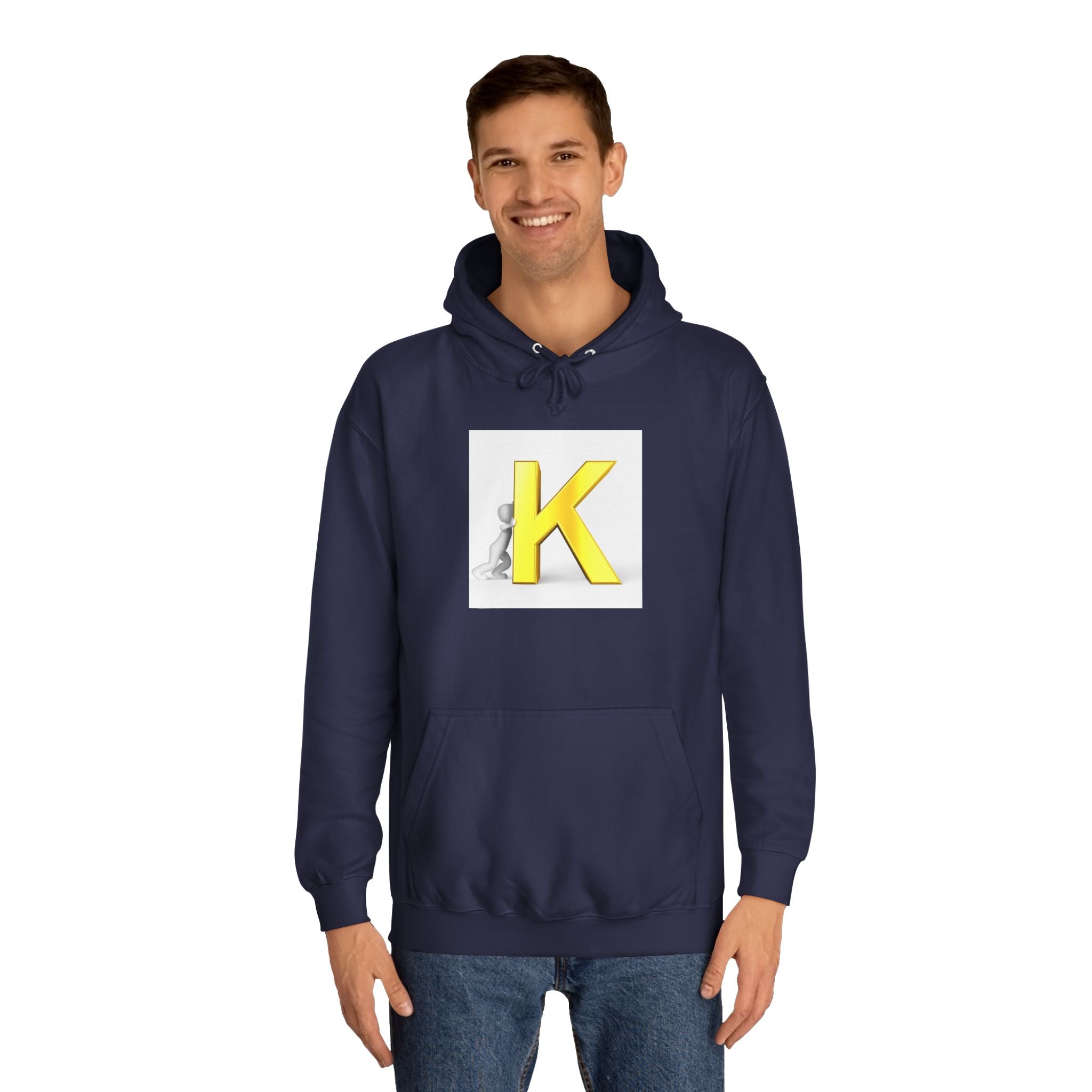 Yellow 3D Letter K hoodie | Initial Monogram, Alphabet Graphic