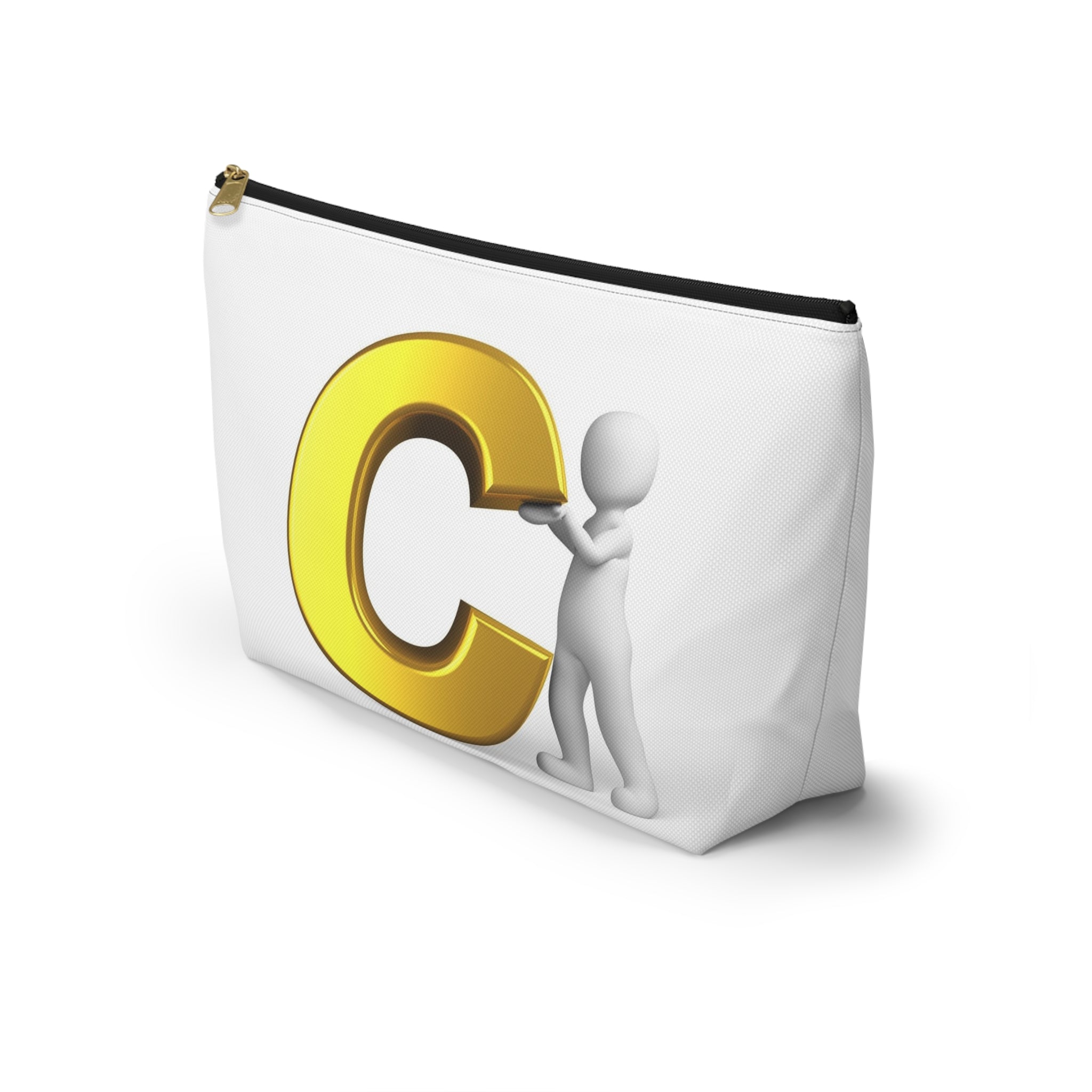 Gold Letter C with Figure Accessory Pouch