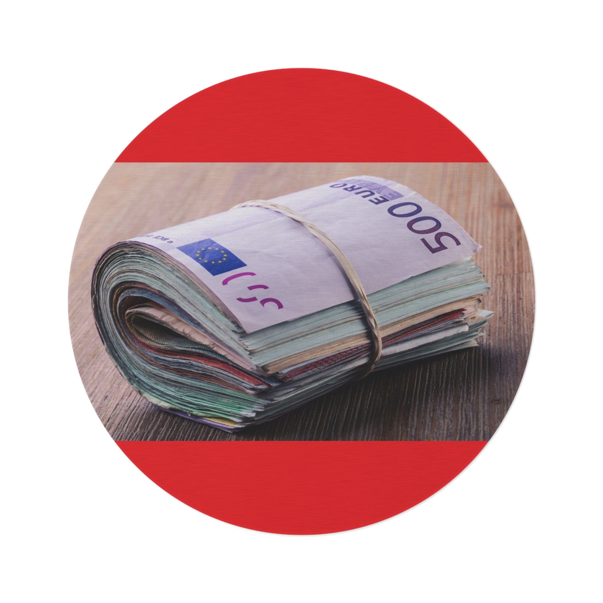 Stack of Euro Banknotes Round Rug | Money Photo Accent Rug