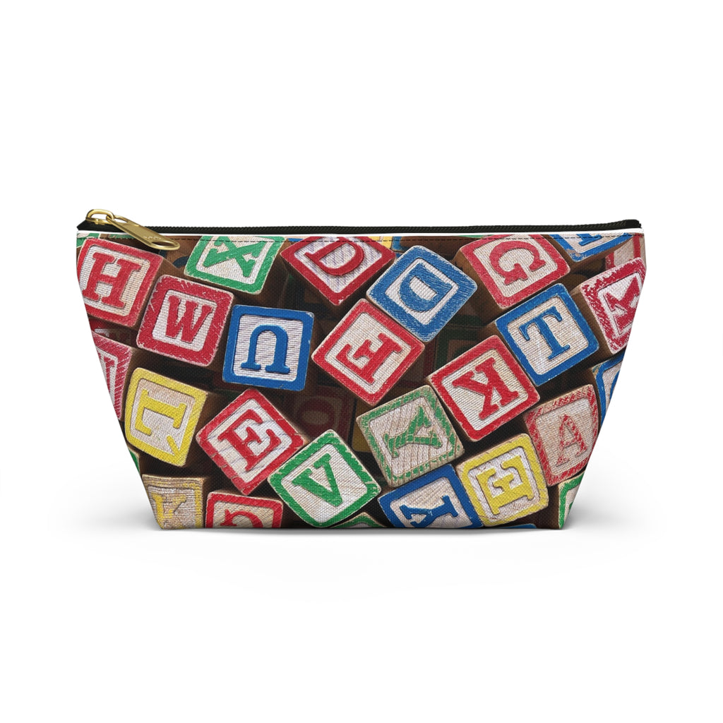 Scattered Wooden Alphabet Blocks Accessory Pouch