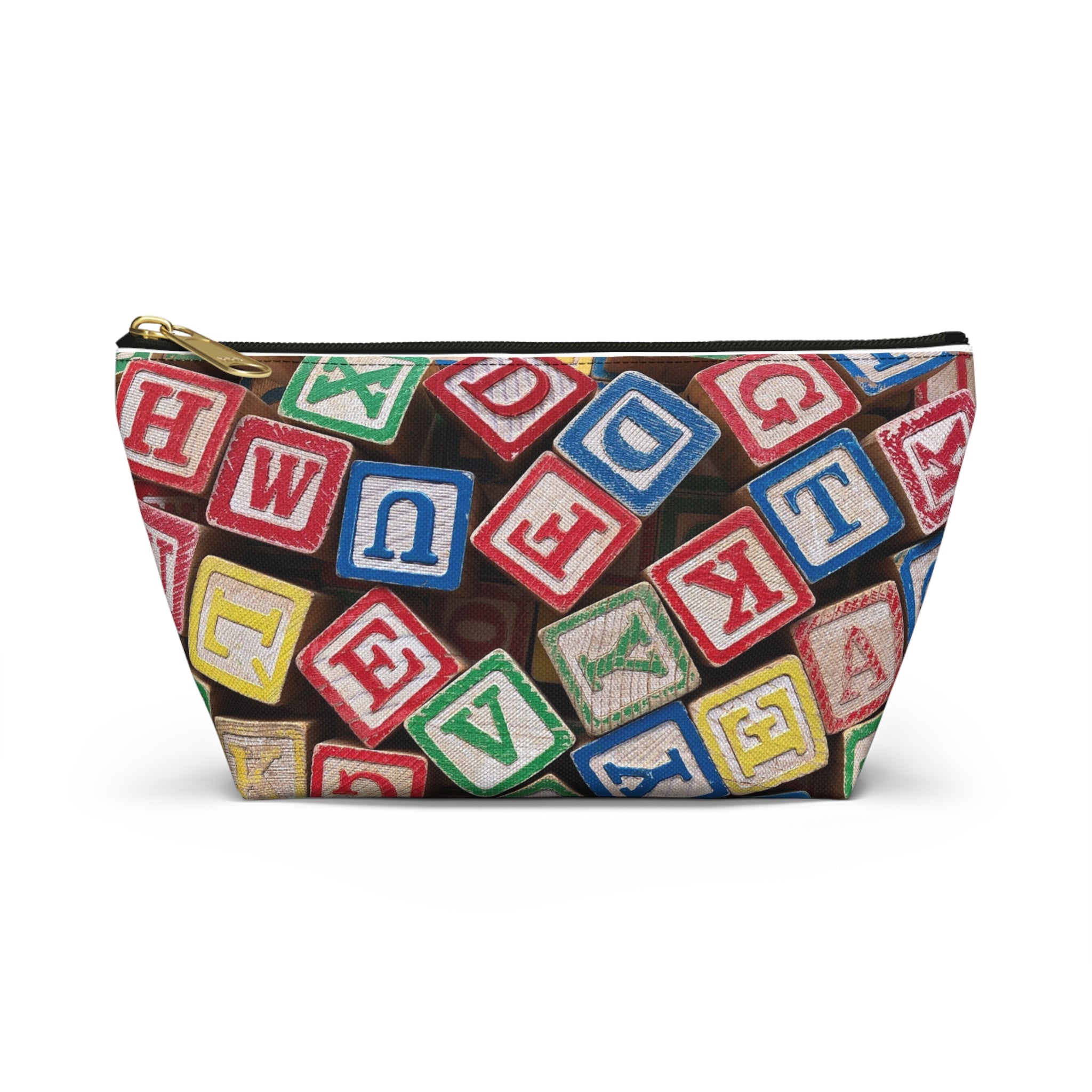 Scattered Wooden Alphabet Blocks Accessory Pouch