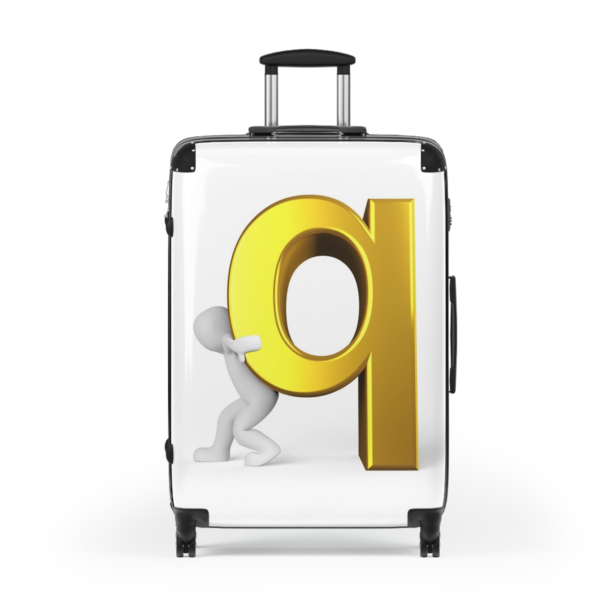 3D Gold Letter Q with Figure Suitcase | Personalized Luggage Cover