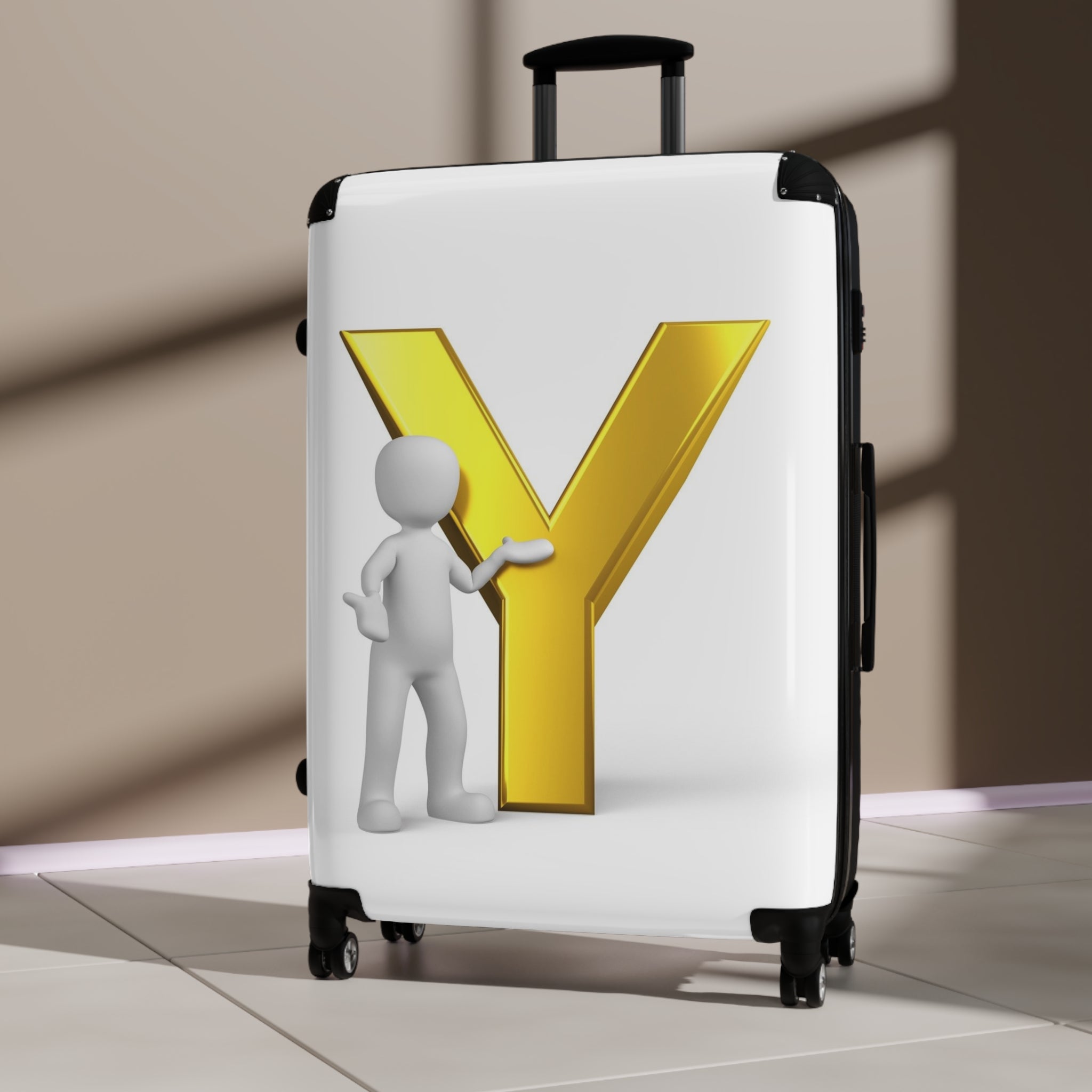 Gold Letter Y Initial Suitcase | Monogram Luggage Cover