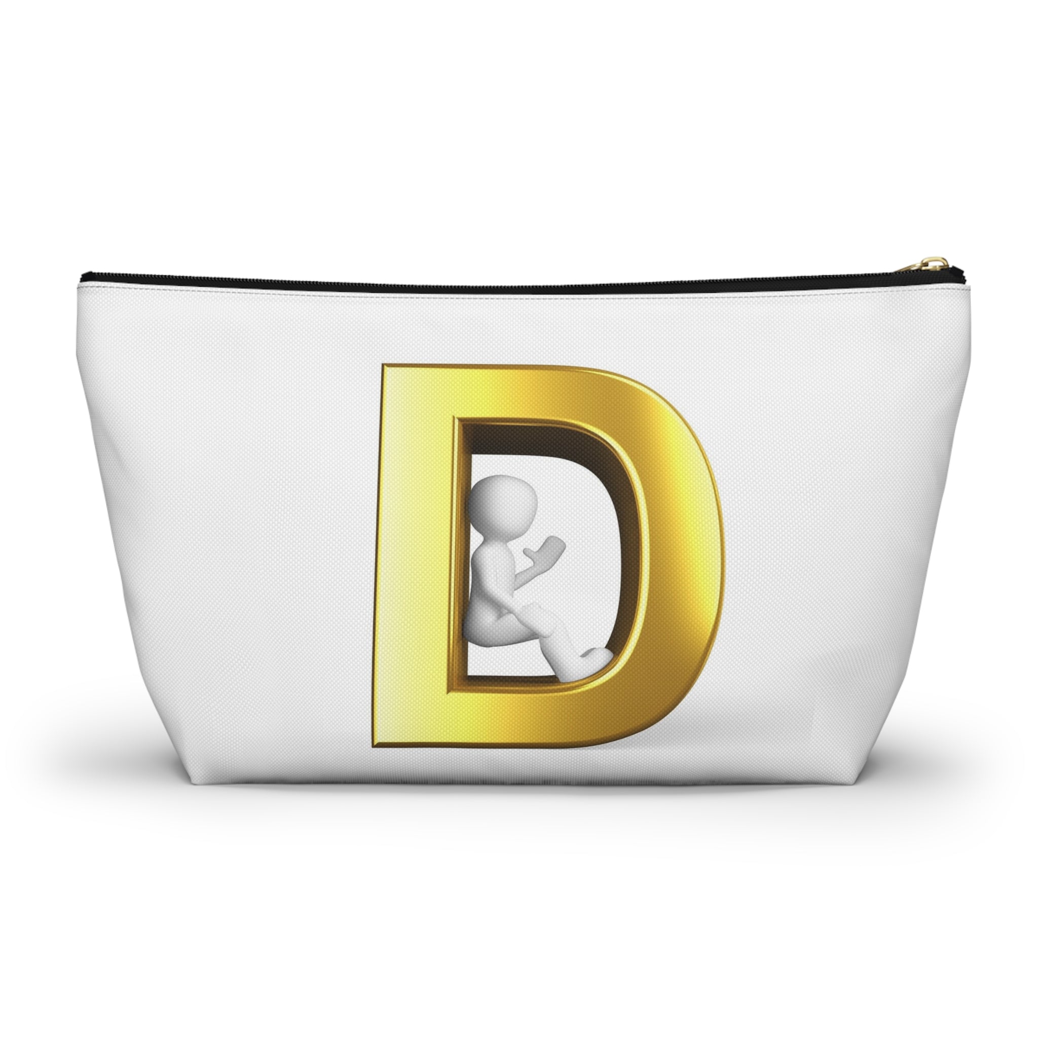 Gold Letter D with 3D Figure Accessory Pouch