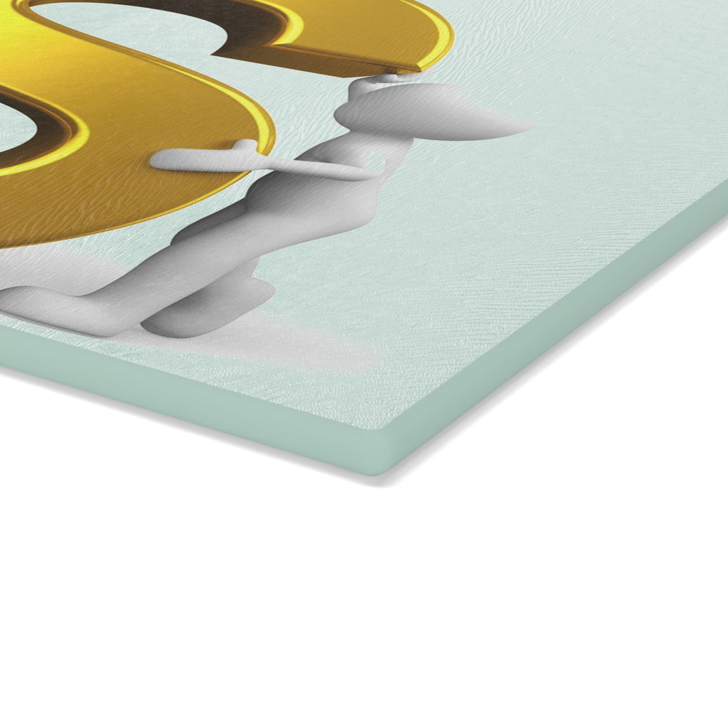 Gold Letter S Graphic Glass Cutting Board | Monogram Initial Kitchen Decor