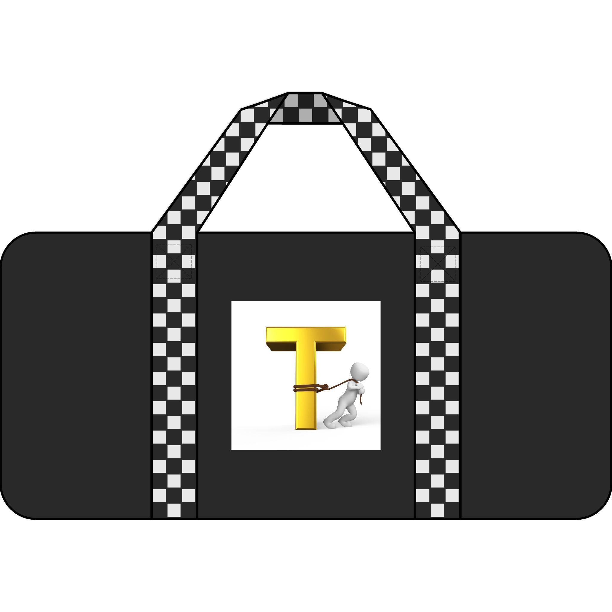 Gold Letter T Character Duffle Bag | Checker Strap, Camo Option