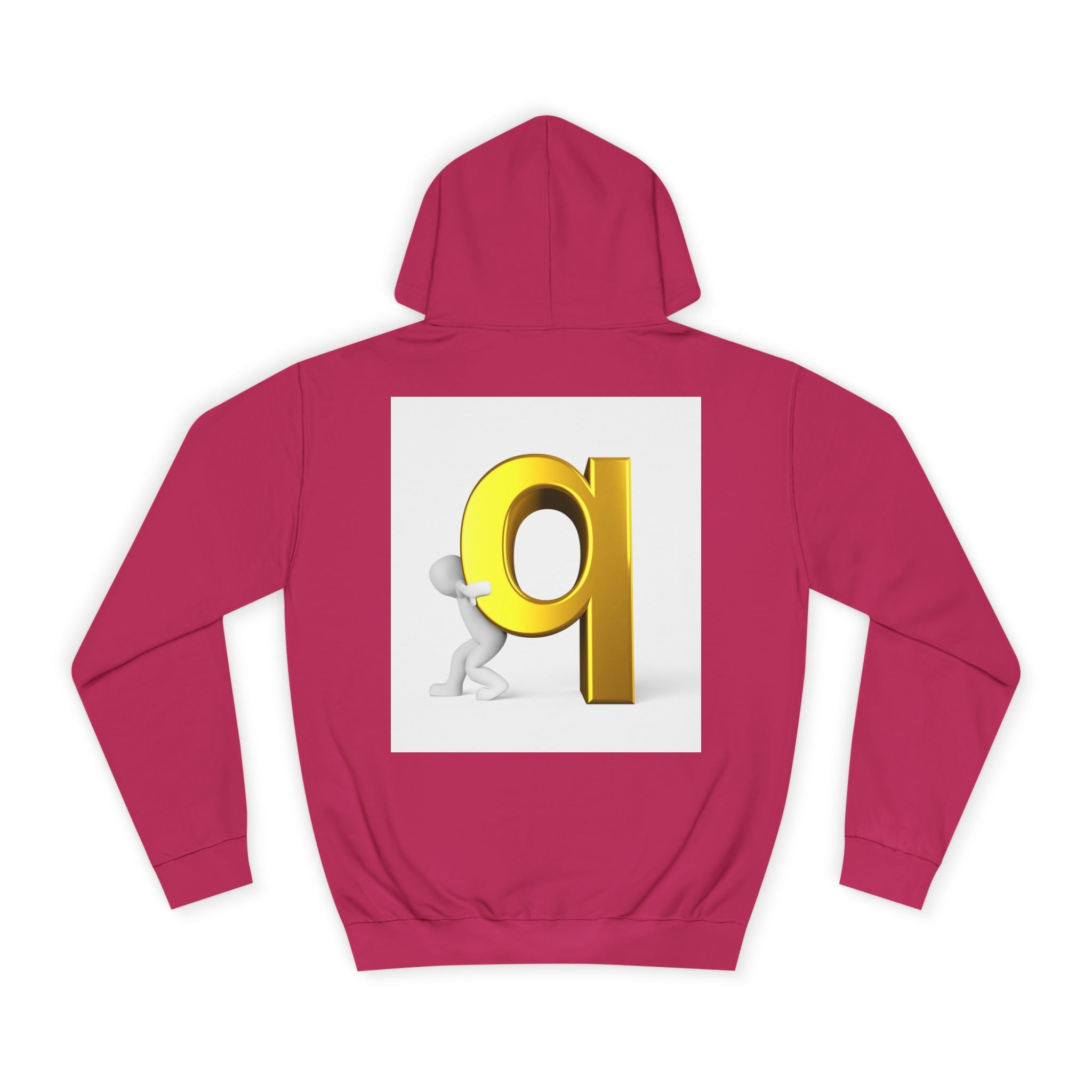 Gold Letter Q Hoodie | 3D Figure Pushing Q Graphic